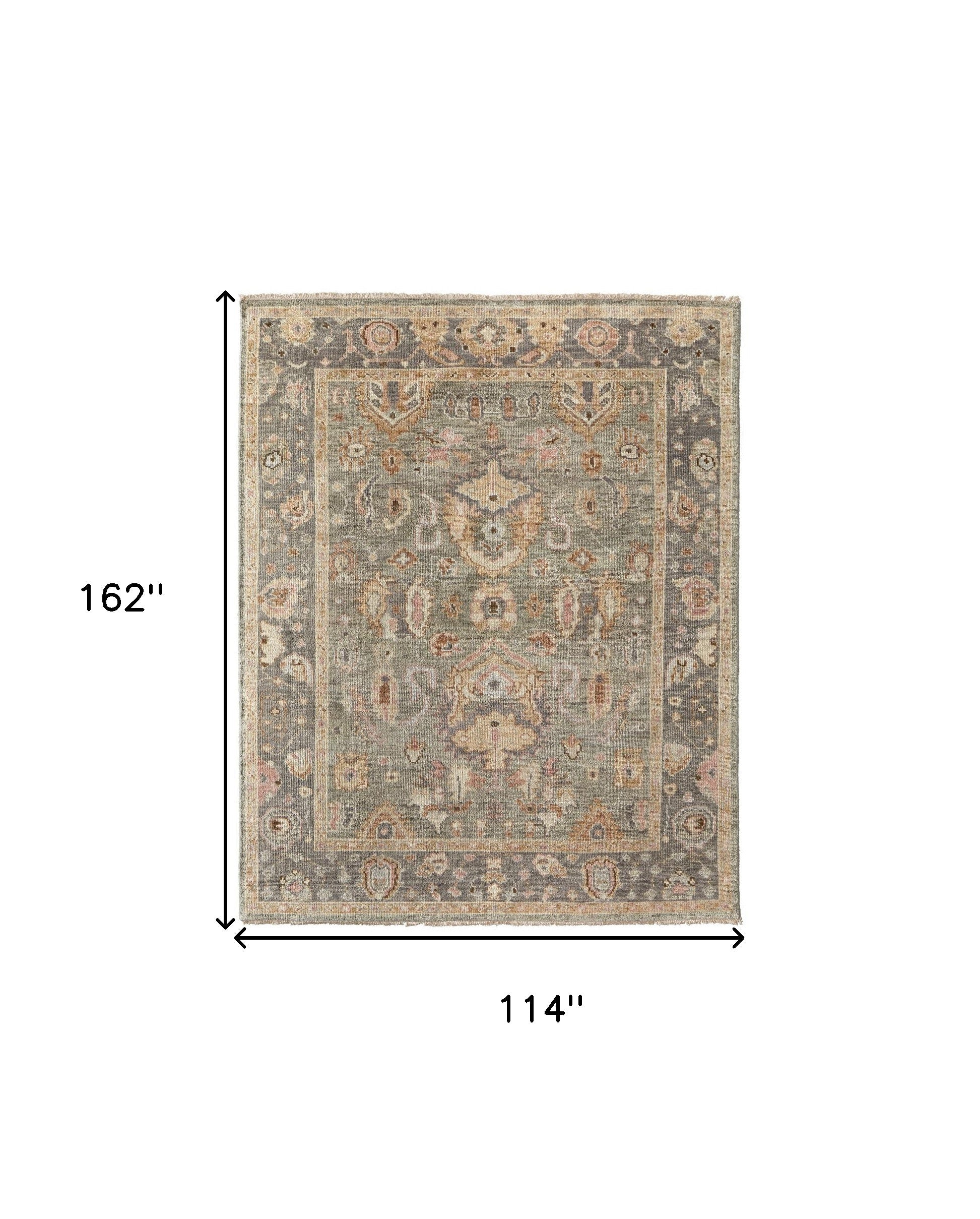 Exquisite Hand - Knotted Wool Area Rug with Fringe Featuring an Elegant Oriental Design, Ideal for Cozy Family Homes and Kids' Spaces