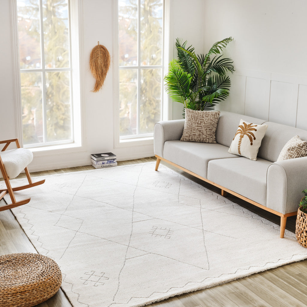 Soft, Stain-Resistant Cream & Beige Abstract Non-Skid Area Rug for Kids & Pets