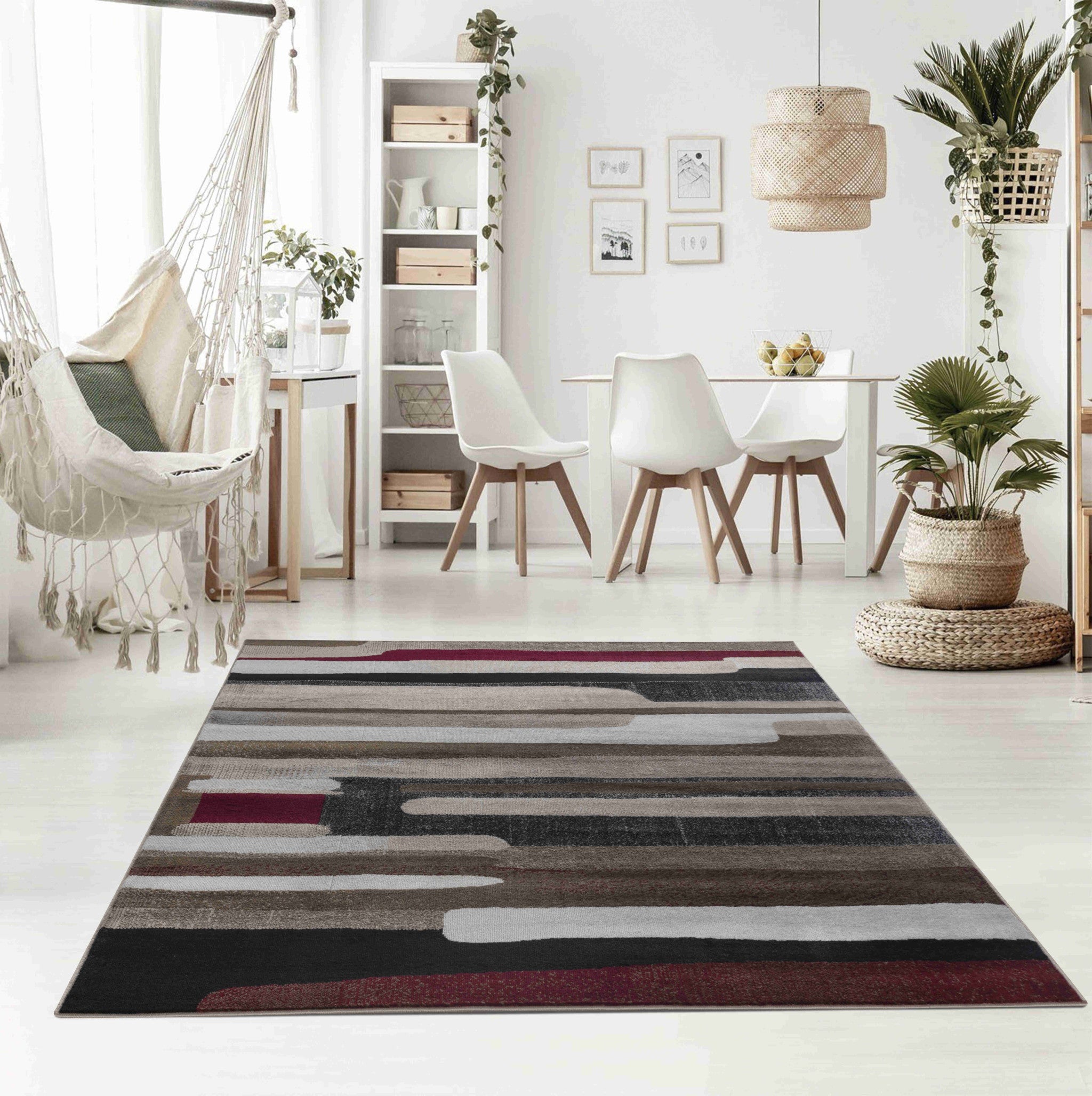 4' x 6' Elegant Brown Abstract Rectangle Area Rug for Cozy Home Decor