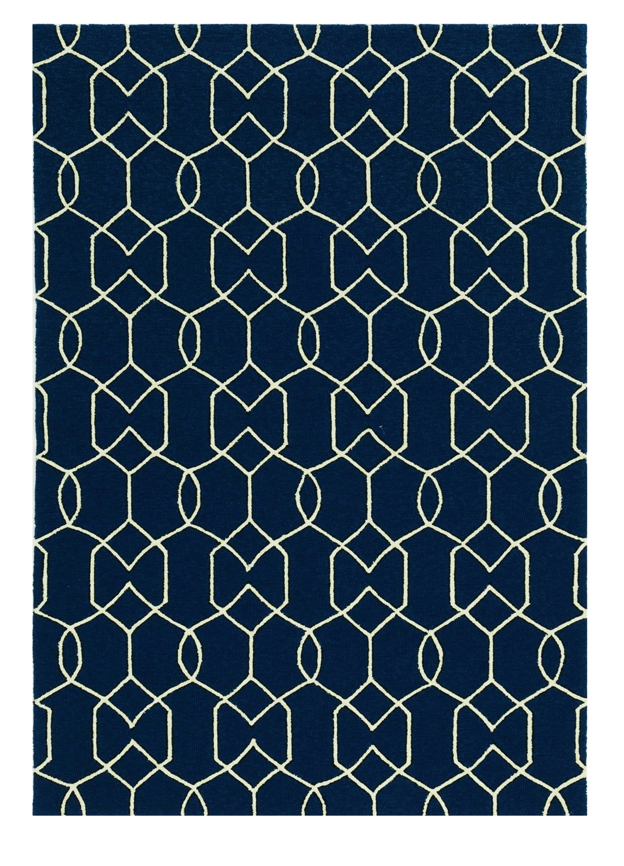 Stylish Outdoor and Indoor Decor - Elegant Navy Blue Moroccan Patterned Area Rug for Sophisticated Living Spaces