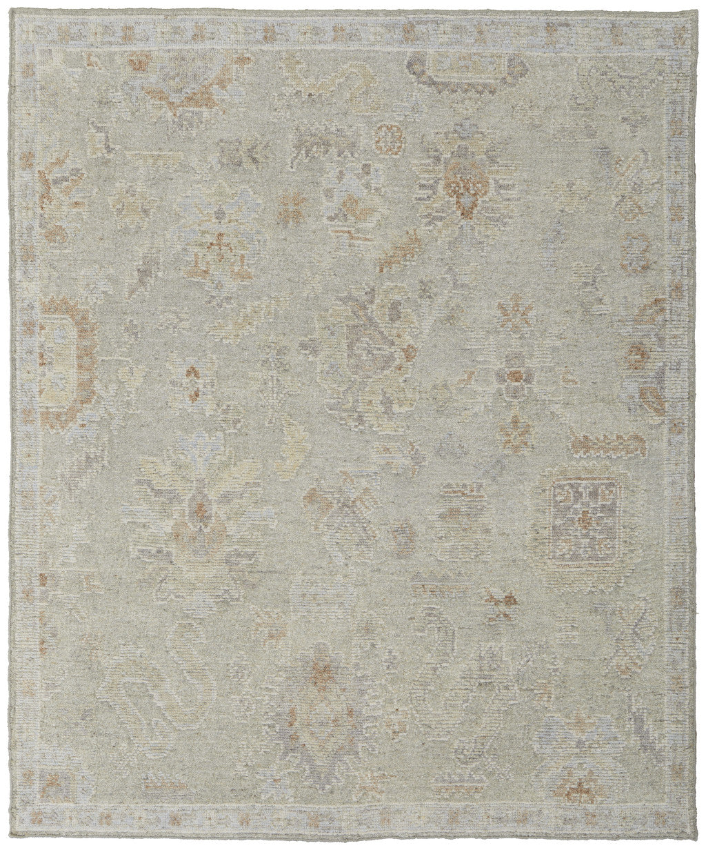 Exquisite Hand-Knotted Gray and Brown Wool Floral Area Rug for Stylish Homes