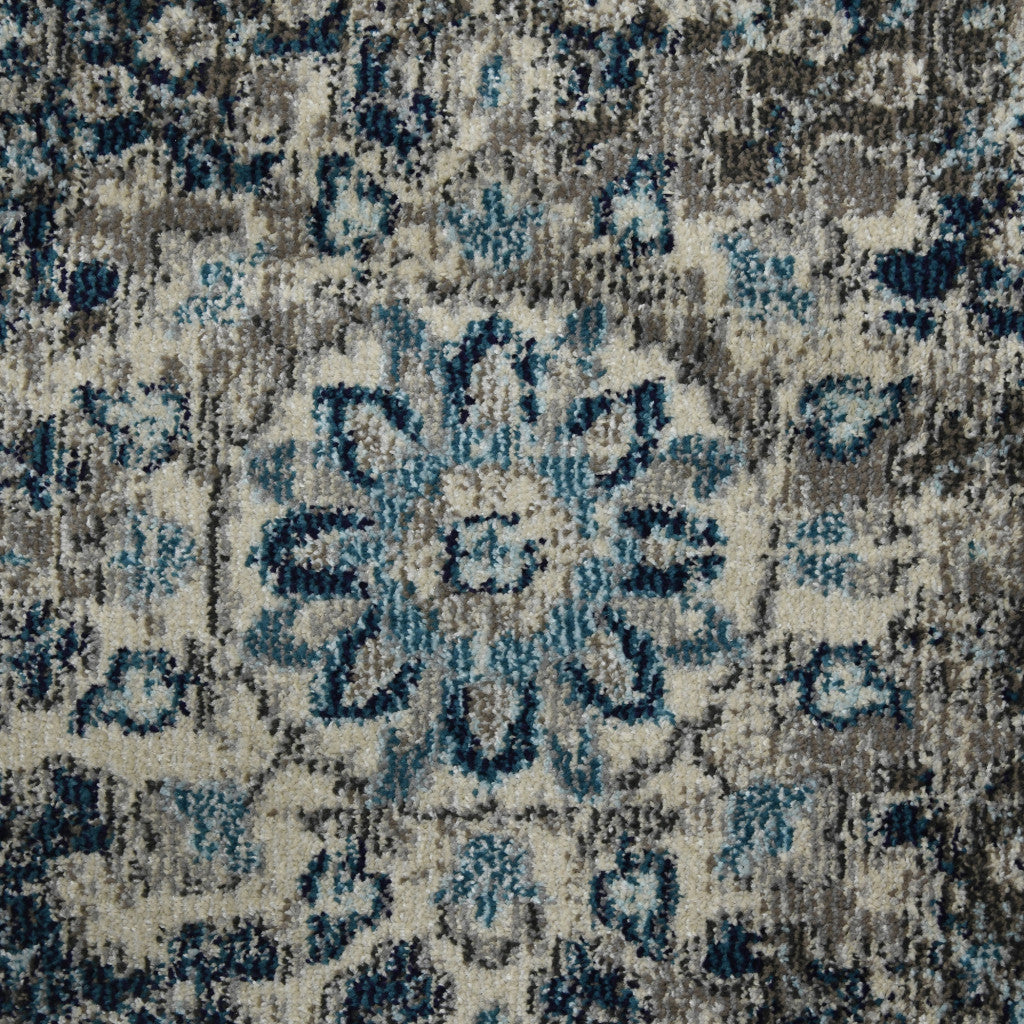 Teal Blue Medallion Design Power Loom Area Runner Rug - Ideal Stain Resistant, Fashionable and Comfortable Home Decor Accent