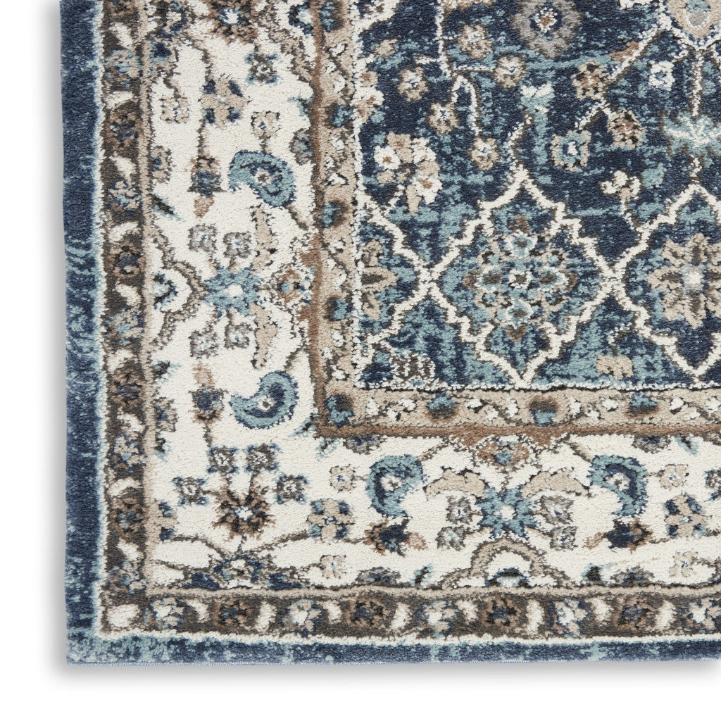 Exquisite 8-Foot by 10-Foot Blue Floral Power Loom Area Rug Ideal for Creating a Cozy and Stylish Home Decor
