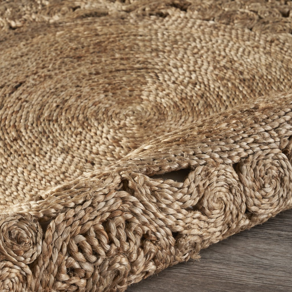 Exquisite Handmade Jute Area Rug with Enchanting Floral Design for Eclectic, Cottage, and Farmhouse Interior Decor