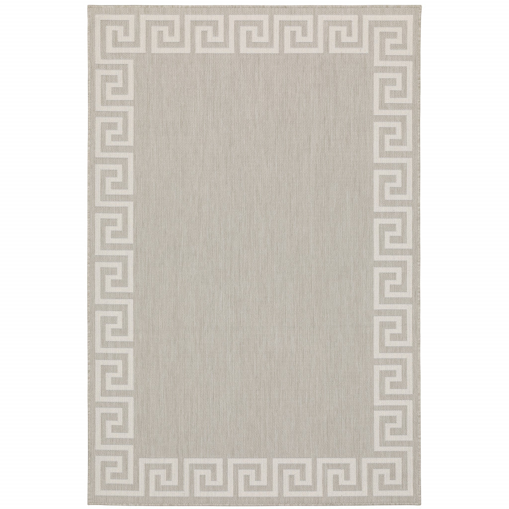 Stylish Grey and Ivory Stain-Resistant Outdoor Indoor Area Rug, 7x9 ft