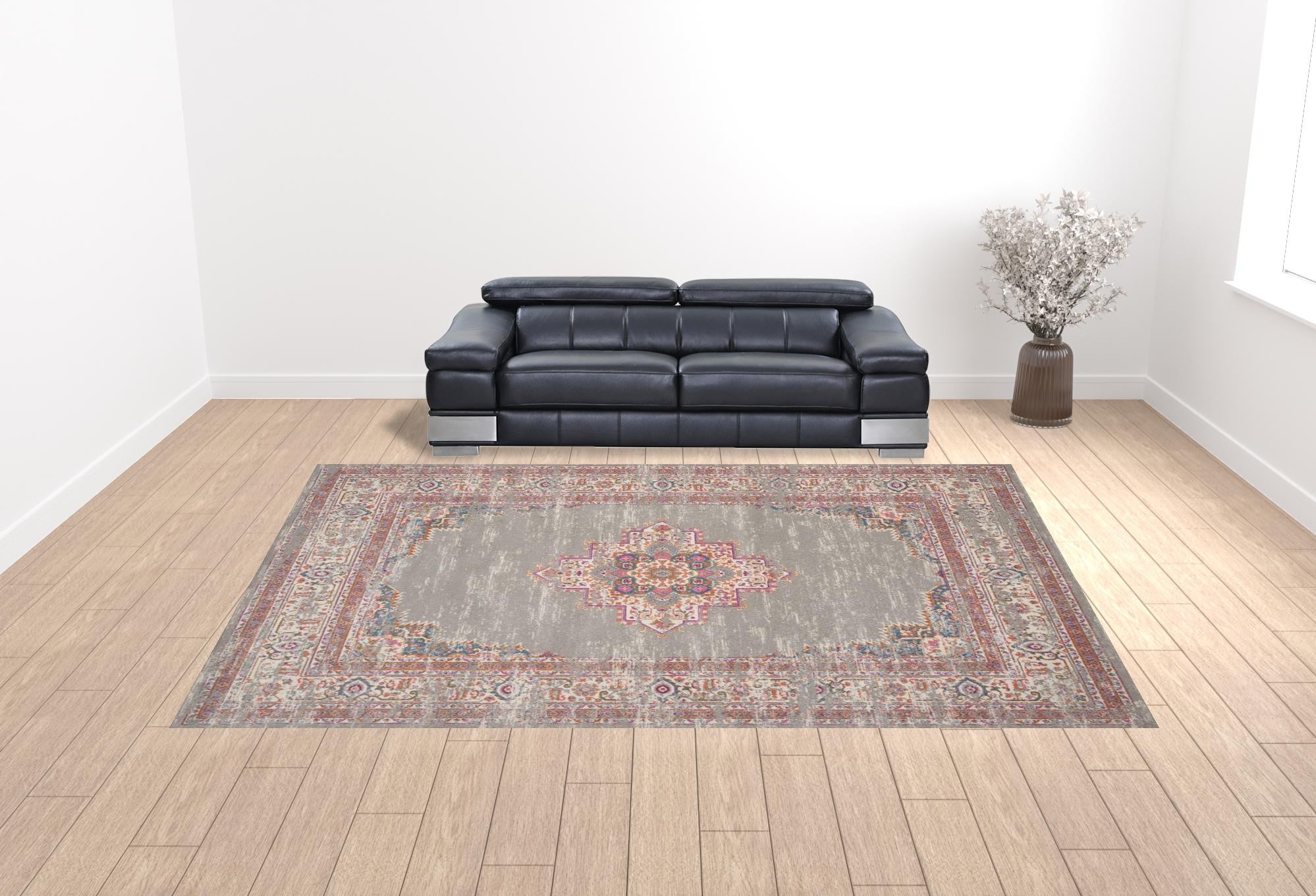 Stylish 12' x 15' Distressed Blue Moroccan Area Rug with Power Loom Design for Any Room