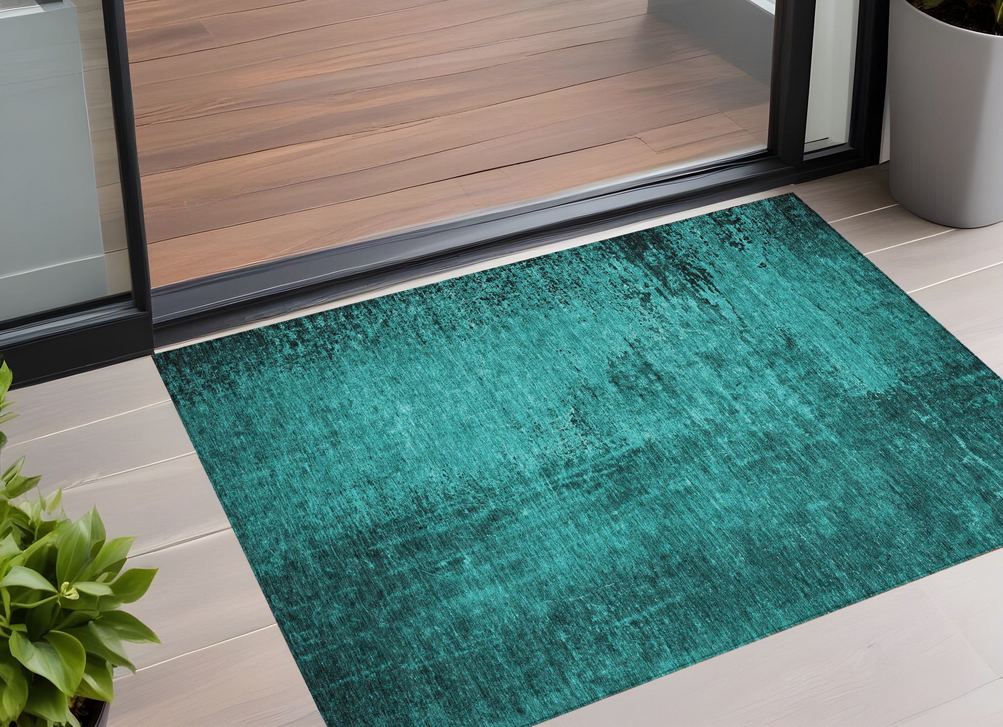 Stylish Purple Washable Non-Skid Abstract Runner Rug for Indoor & Outdoor Use