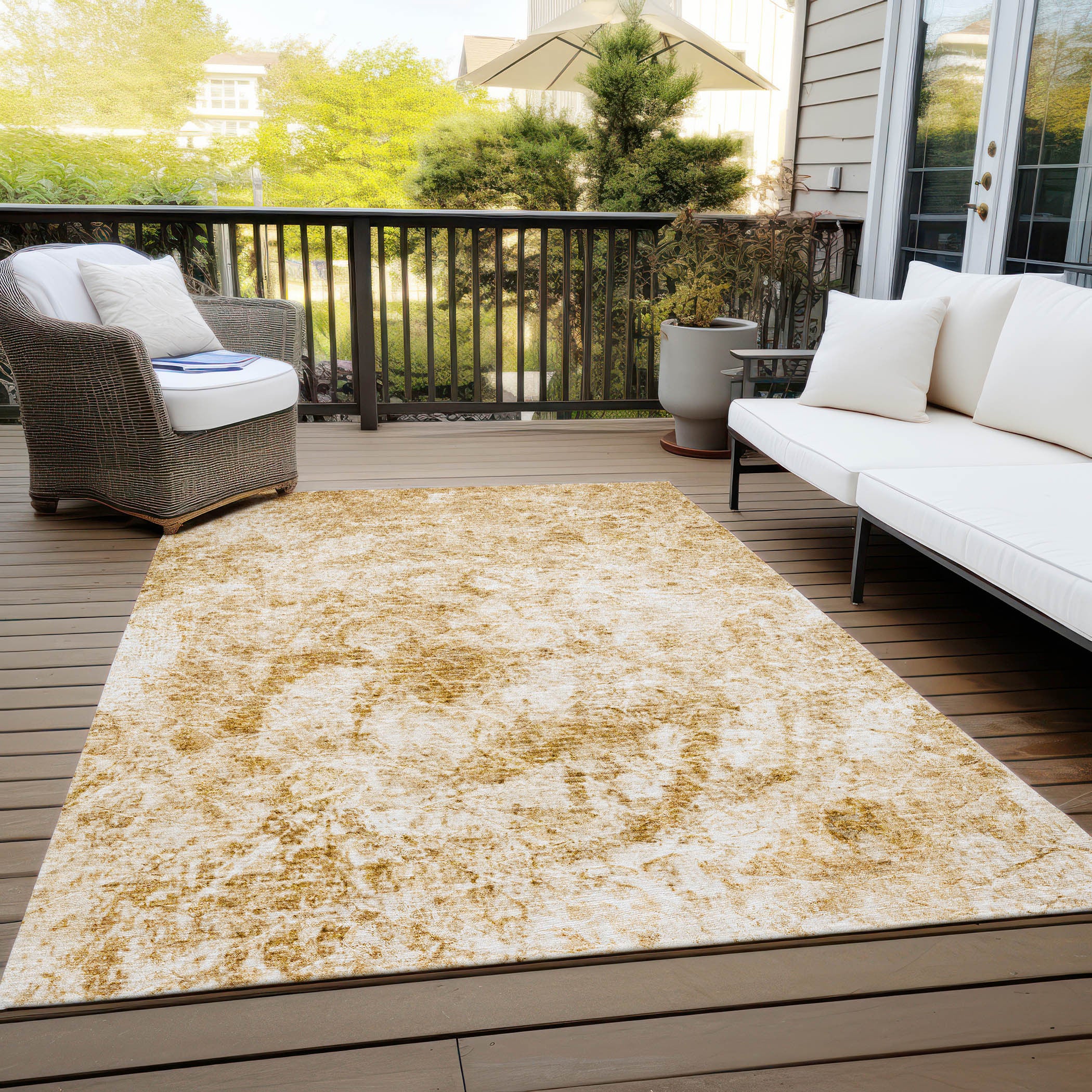 Stylish and Contemporary Lime Green Abstract Washable, Stain-Resistant, and Non-Slip Outdoor Area Rug for Home Decor Use