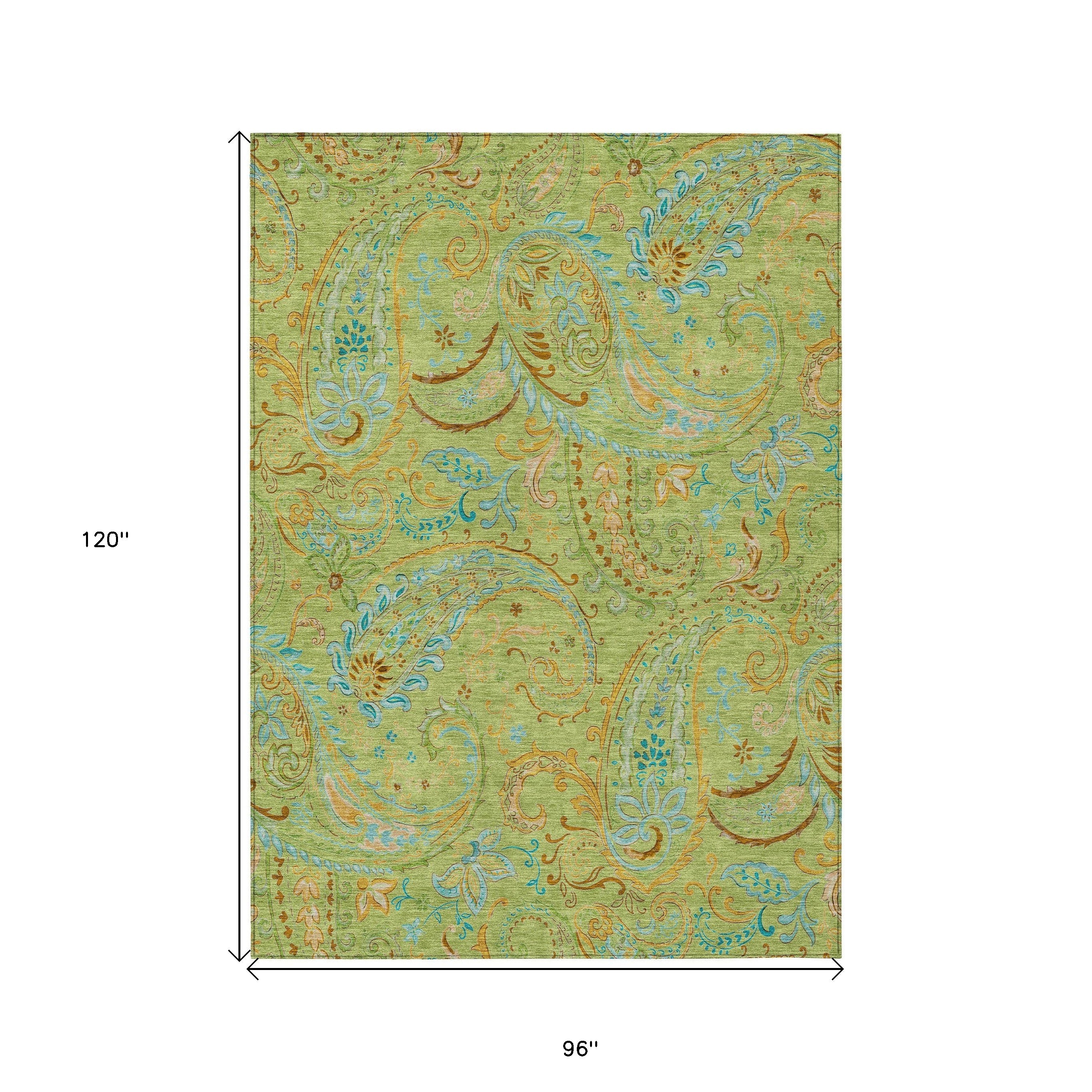 Stylish and Stain-Resistant Washable Outdoor Area Runner Rug with Paisley Pattern - Perfect for Spaces with Kids and Pets