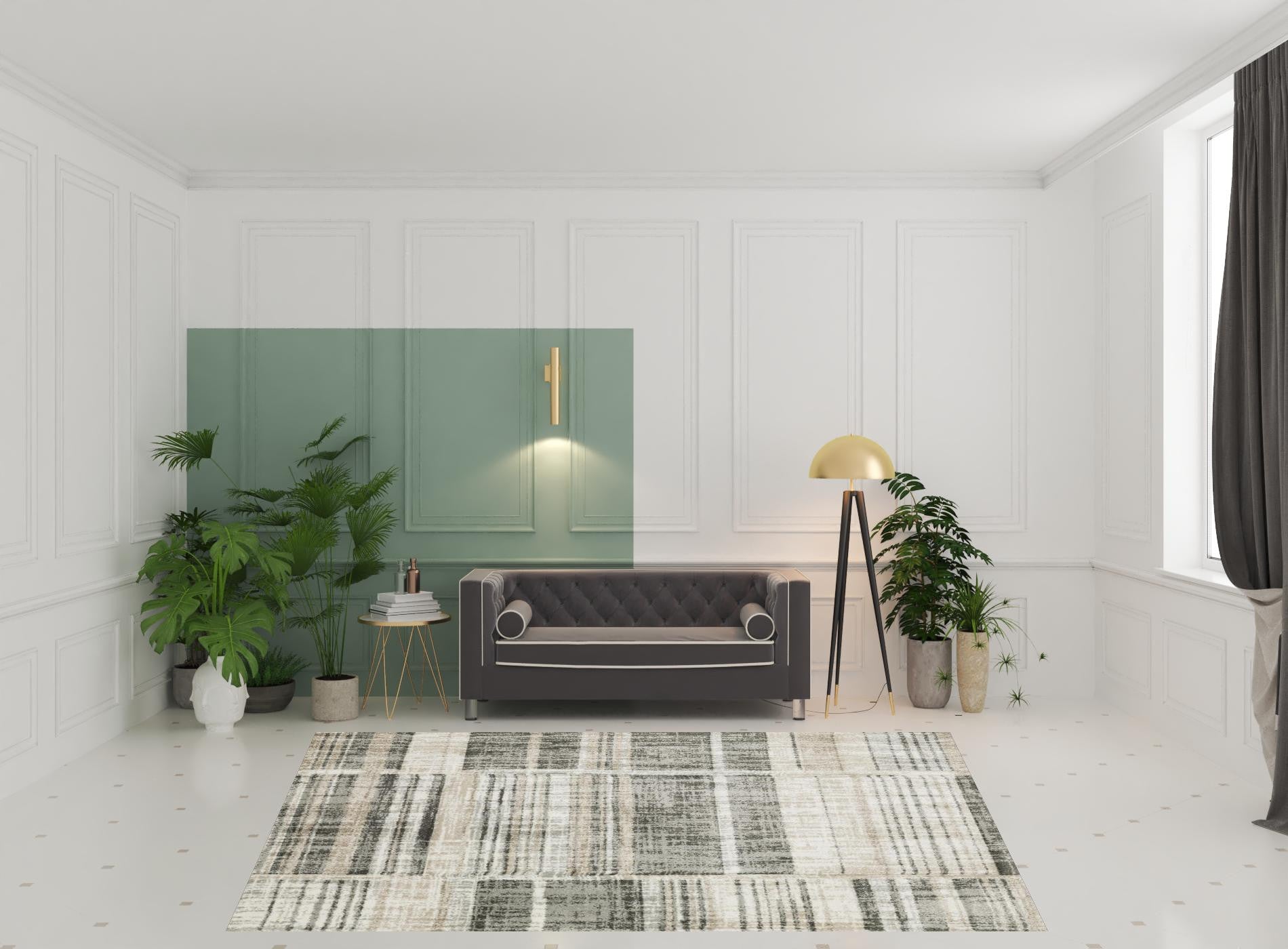 Stain-Resistant Geometric Power Loom Runner Rug for Kids and Pets' Spaces
