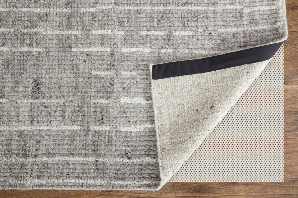 Exquisite Hand-Knotted Wool Area Rug with Elegant Ivory and Gray Checkered Design for Cozy and Stain-Resistant Living Spaces