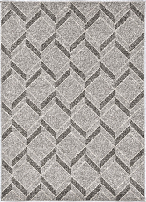 Stylish Gray Geometric Outdoor & Indoor Area Rug, 63 x 91 Inches