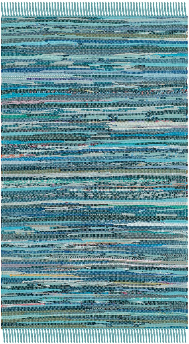 Chic Hand-Woven Cotton Pile Rag Rug: Colorful Artisanal Design for Casual Areas