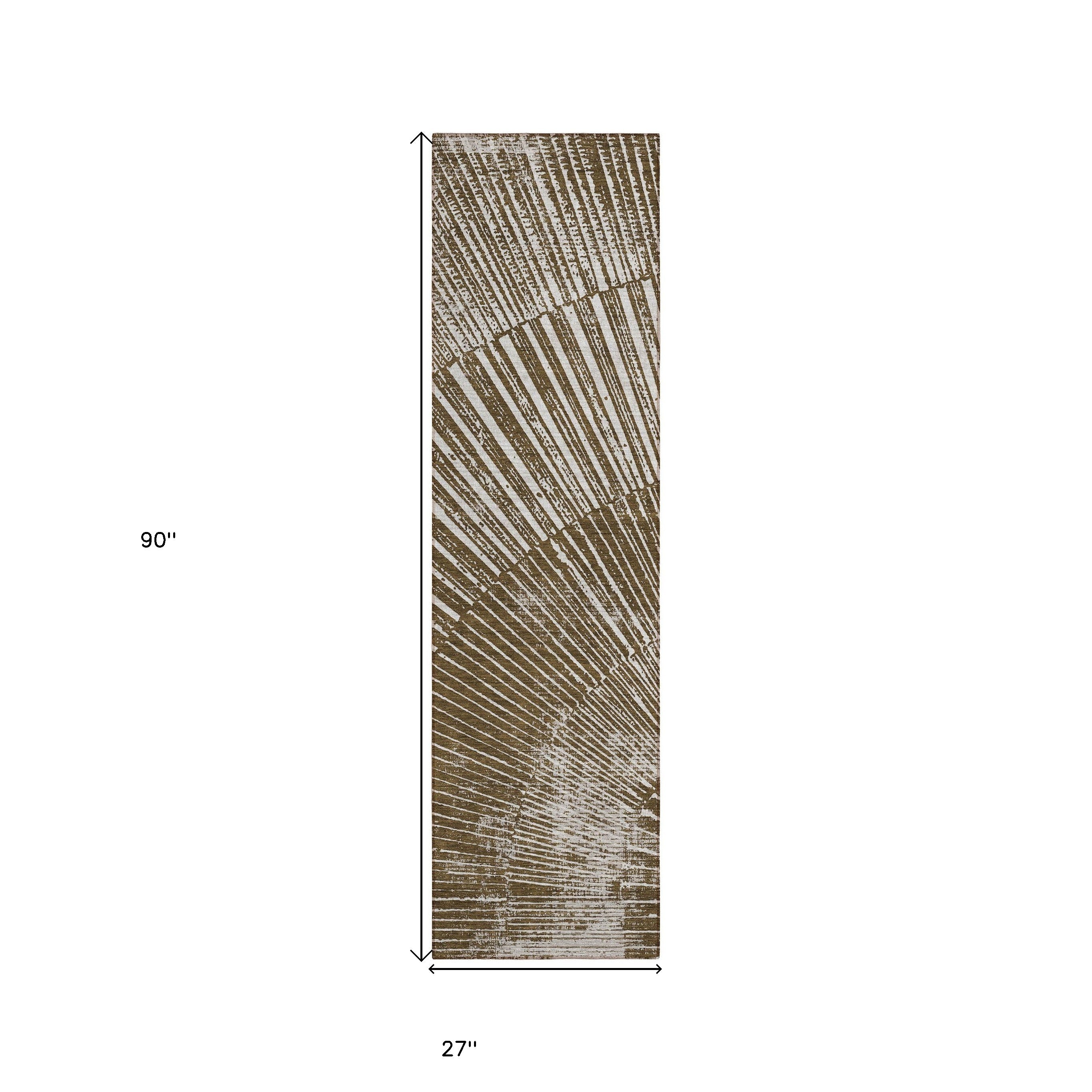 Stylish and Contemporary Abstract Washable Non-Skid and Stain-Resistant Runner Rug Ideal for Both Indoor and Outdoor Spaces