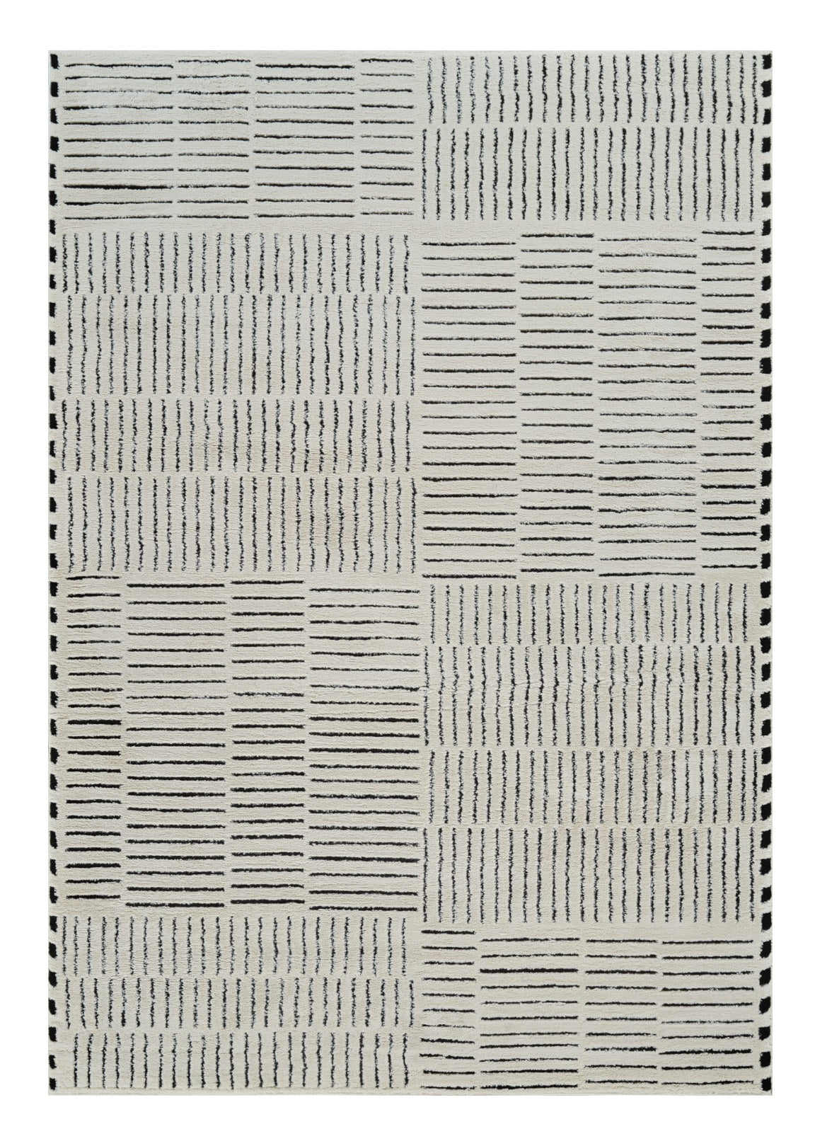 Stylish and Stain-Resistant Cream and Black Abstract Distressed Polypropylene Area Rug for Any Indoor Room