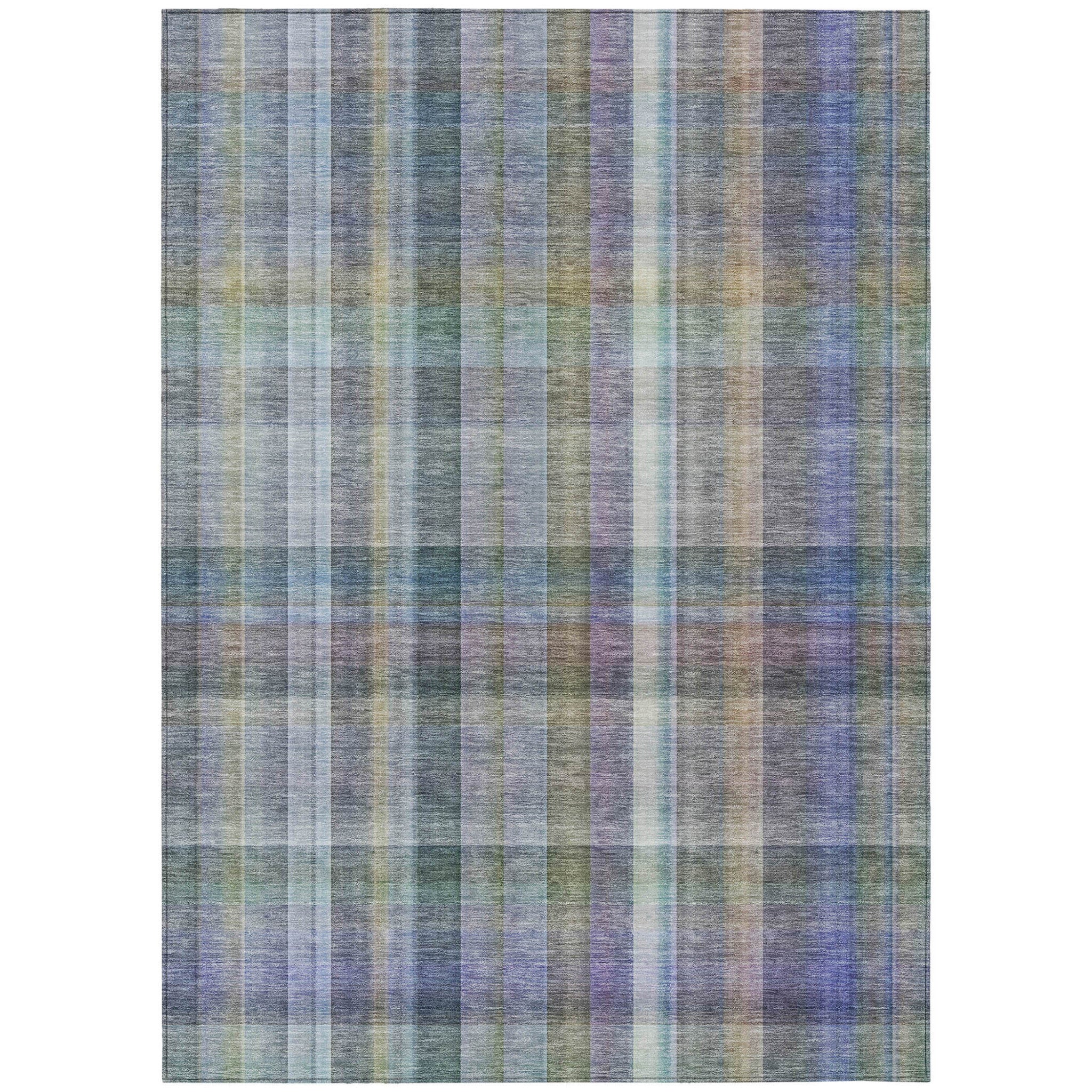 Stylish and Versatile Gray Plaid Indoor Outdoor Washable Runner Rug with Non-Skid and Stain Resistant Features for Decorating Your Space