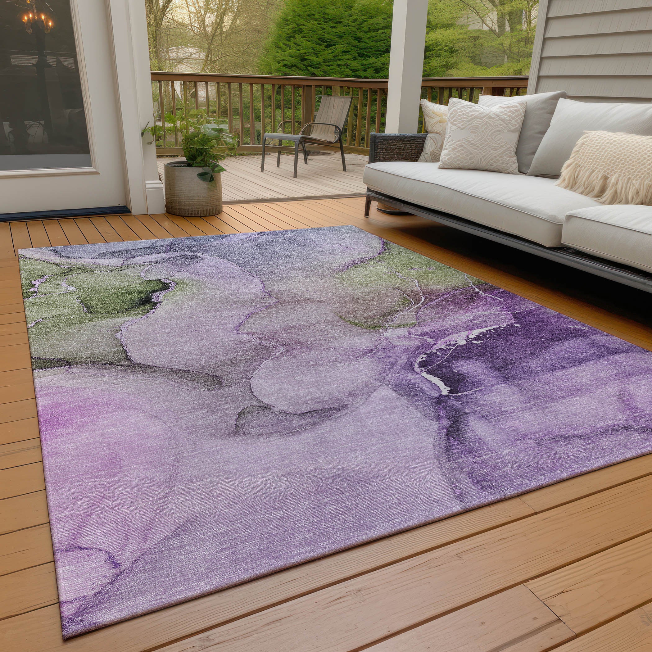 Washable Indoor-Outdoor Gray & Ivory Abstract Runner Rug, Stain-Resistant for Homes with Kids & Pets