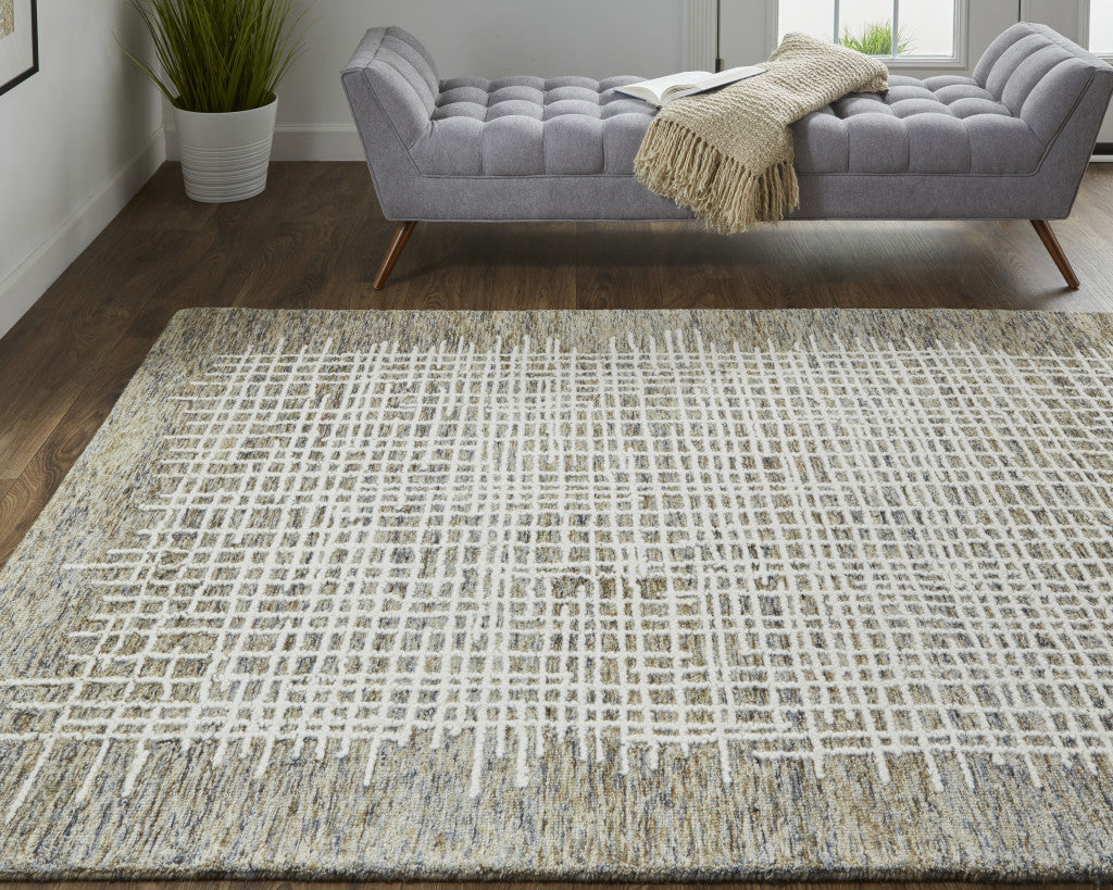 Soft Stain-Resistant Handmade Wool Plaid Area Rug for a Cozy Living Space