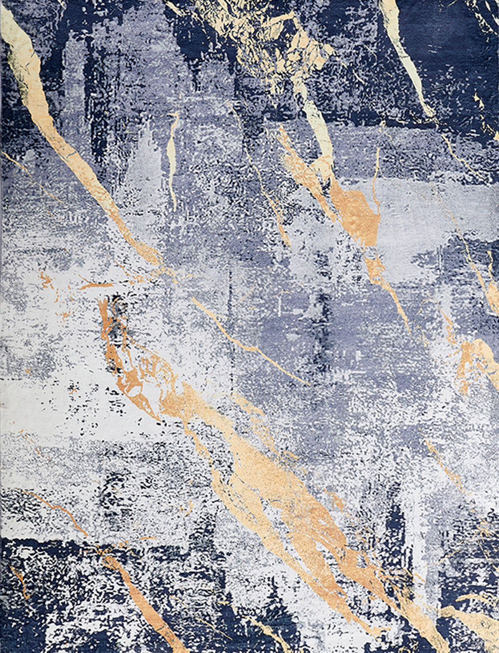 Exquisite Luxury Blue and Yellow Abstract Shag Style Area Rug with Softness, Stain Resistance and Non - Skid Comfort for Home Decor