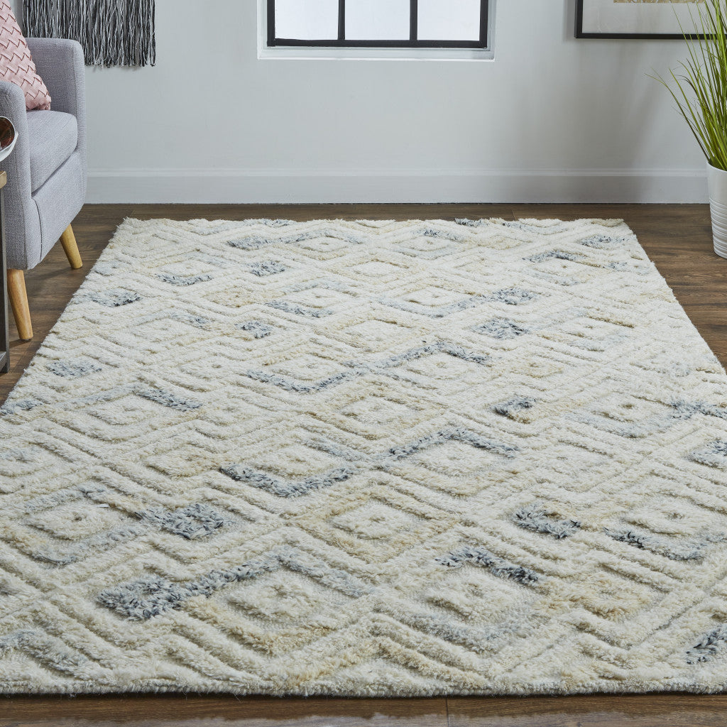 Stylish Gray & Ivory Geometric Tufted Wool Area Rug for Cozy Living Spaces