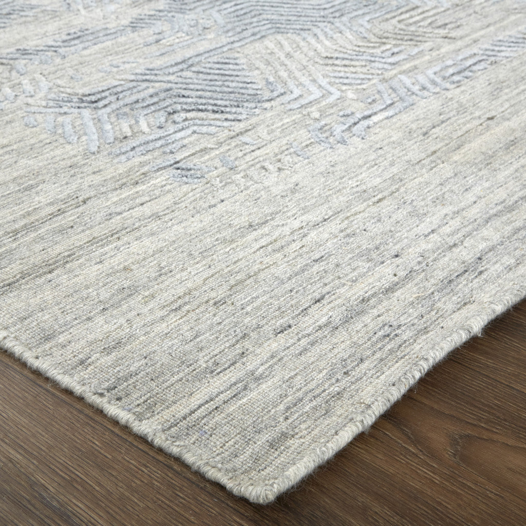 Exquisite Hand-Woven Viscose Area Rug with Distinctive Blue and Gray Abstract Pattern to Beautify Your Living Space