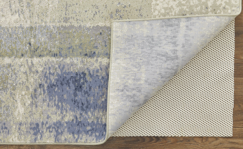 Blue and Ivory Distressed Abstract Area Rug for Stunning Home Decor