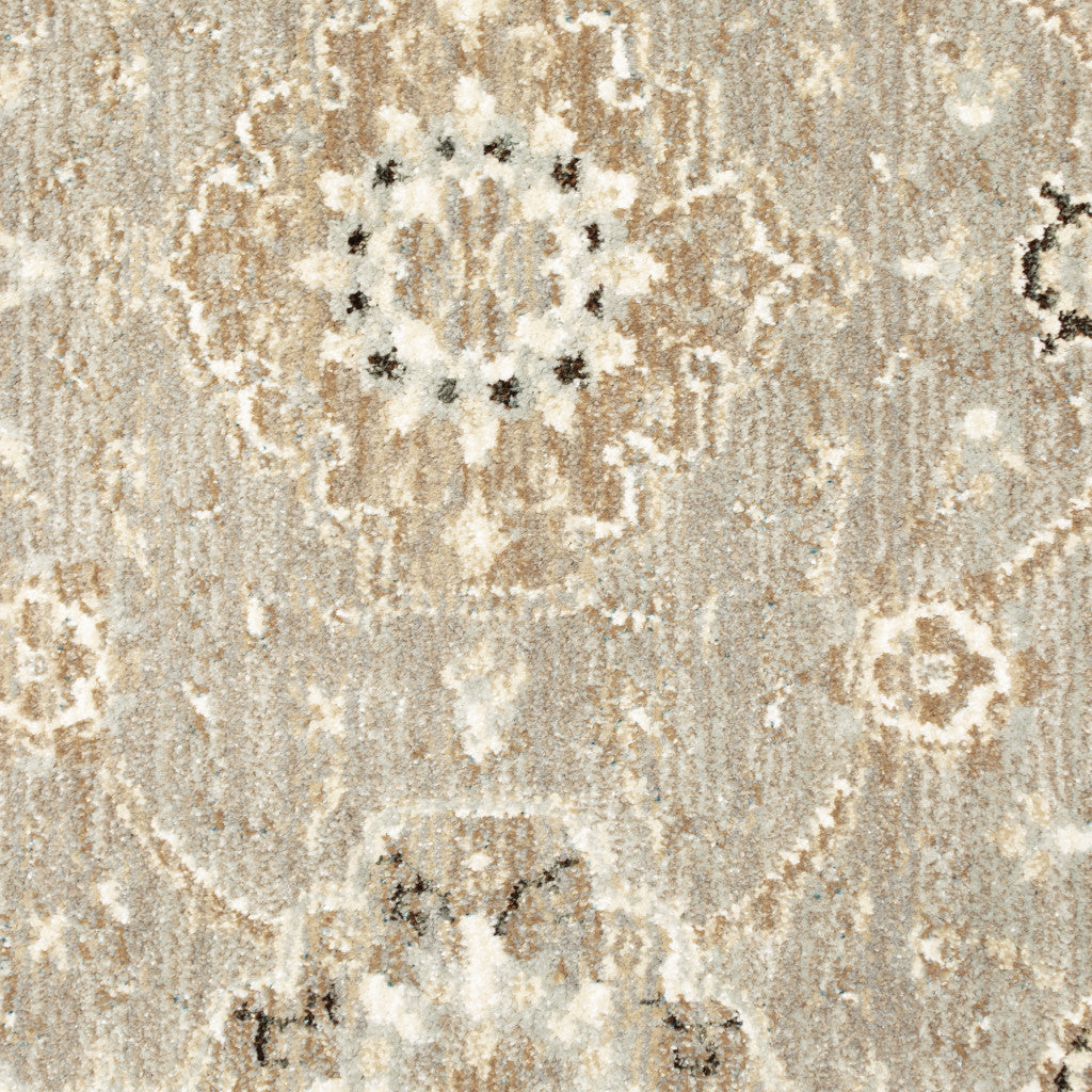Exquisite Luxury Gray and Ivory Oriental Stain - Resistant Area Rug Ideal for Family Living Spaces