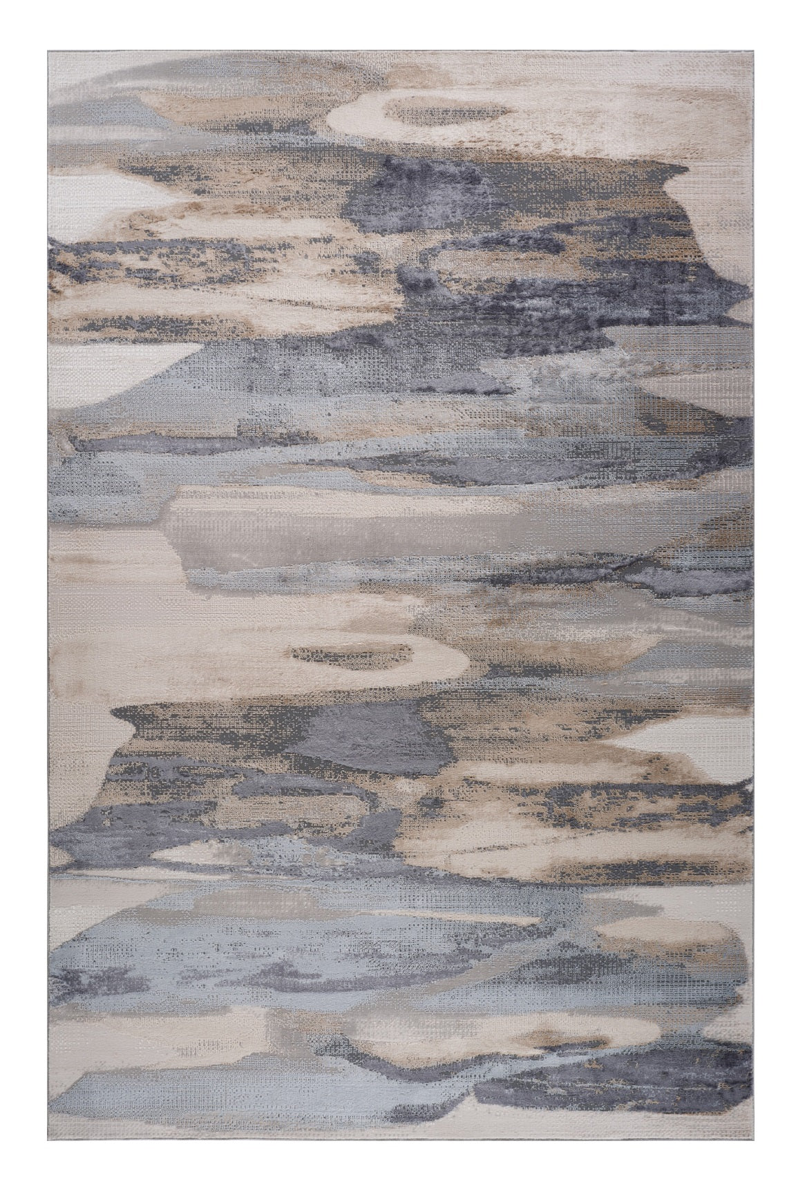 Stylish 4-Foot by 6-Foot Blue and Beige Abstract Distressed Polyester Area Rug - Ideal for Kids and Pets, Stain-Resistant and Easy to Maintain