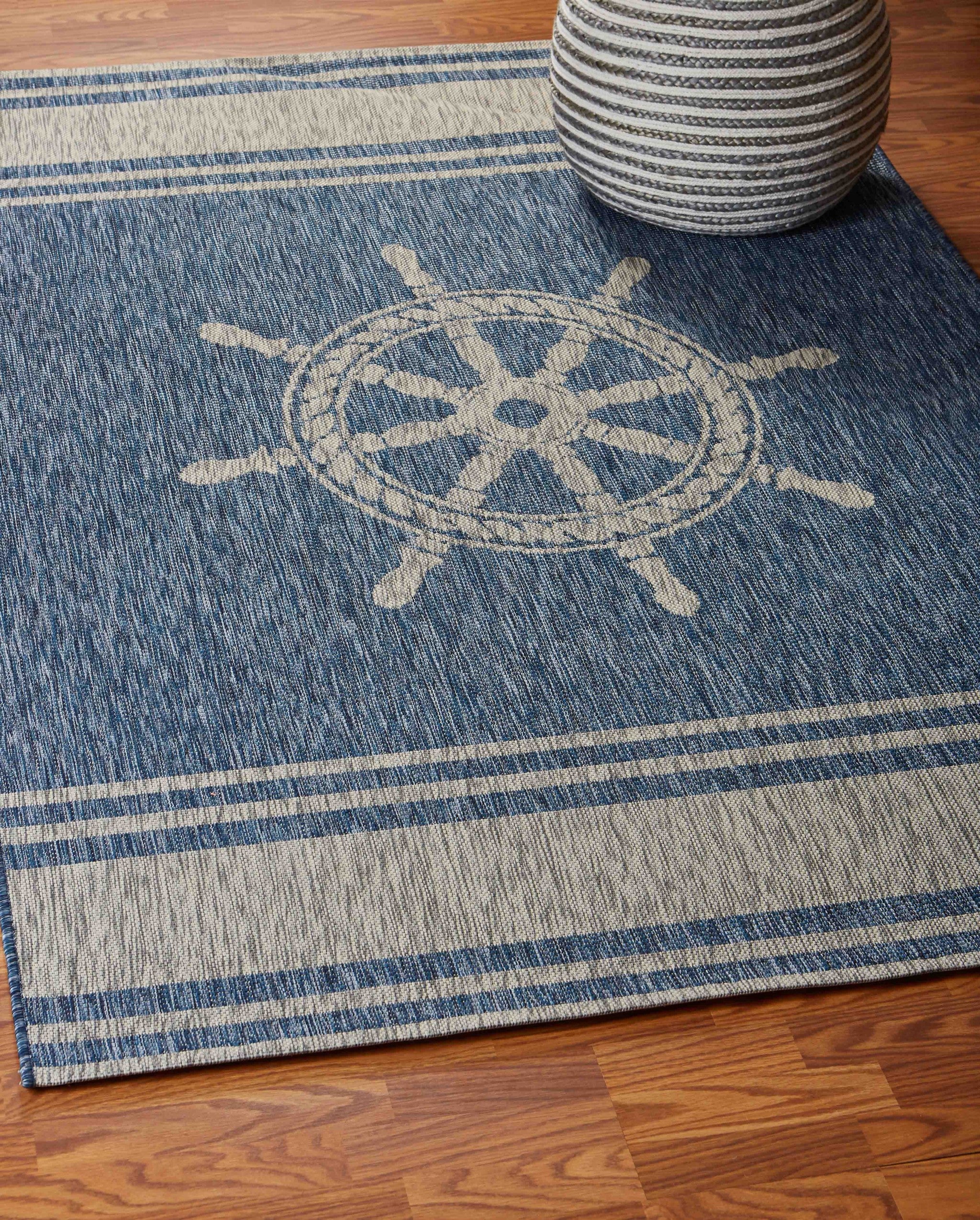 Stylish 8' x 9' Blue and Gray Outdoor-Ready Area Rug for Indoor & Outdoor Spaces