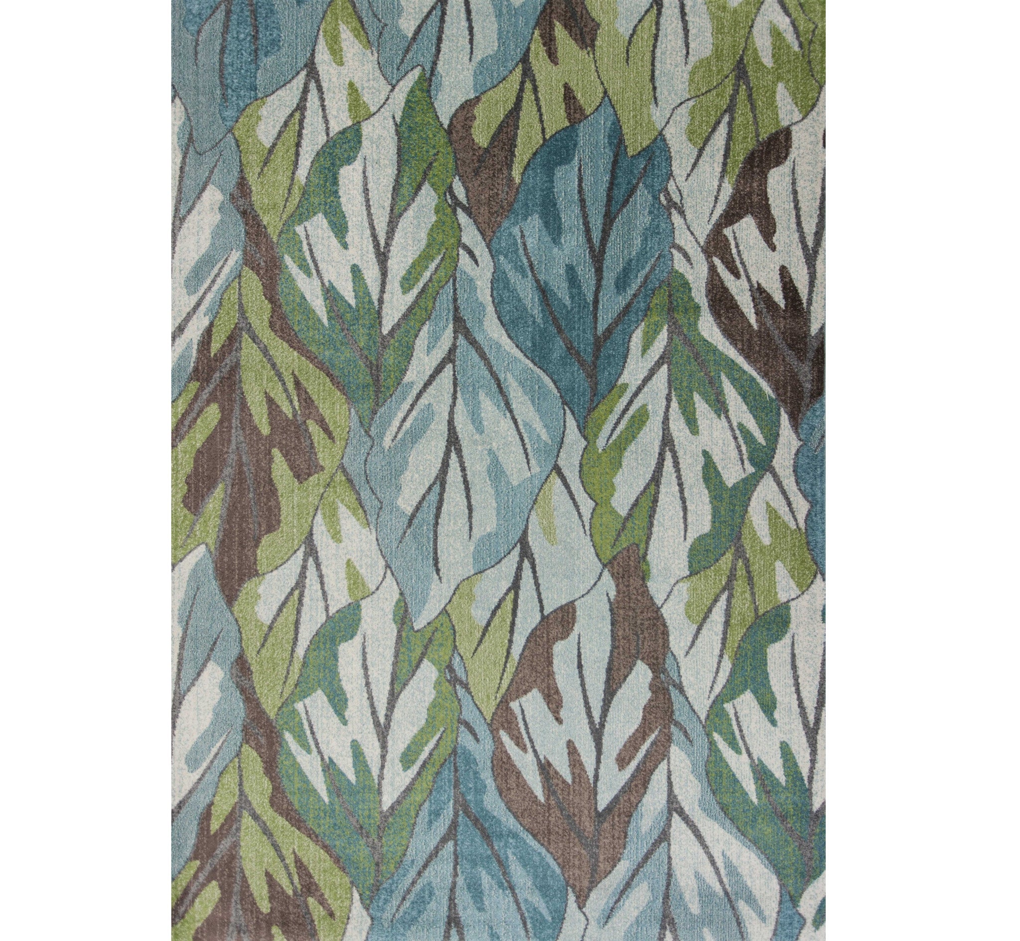 Stylish 3x5 ft Blue and Green Botanical Leaves Area Rug for Elegant Living Spaces