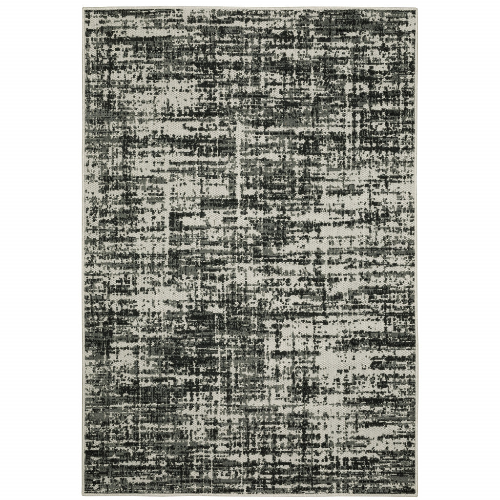 Stylish and Durable Stain-Resistant Indoor-Outdoor Area Rug with Beige and Black Abstract Design