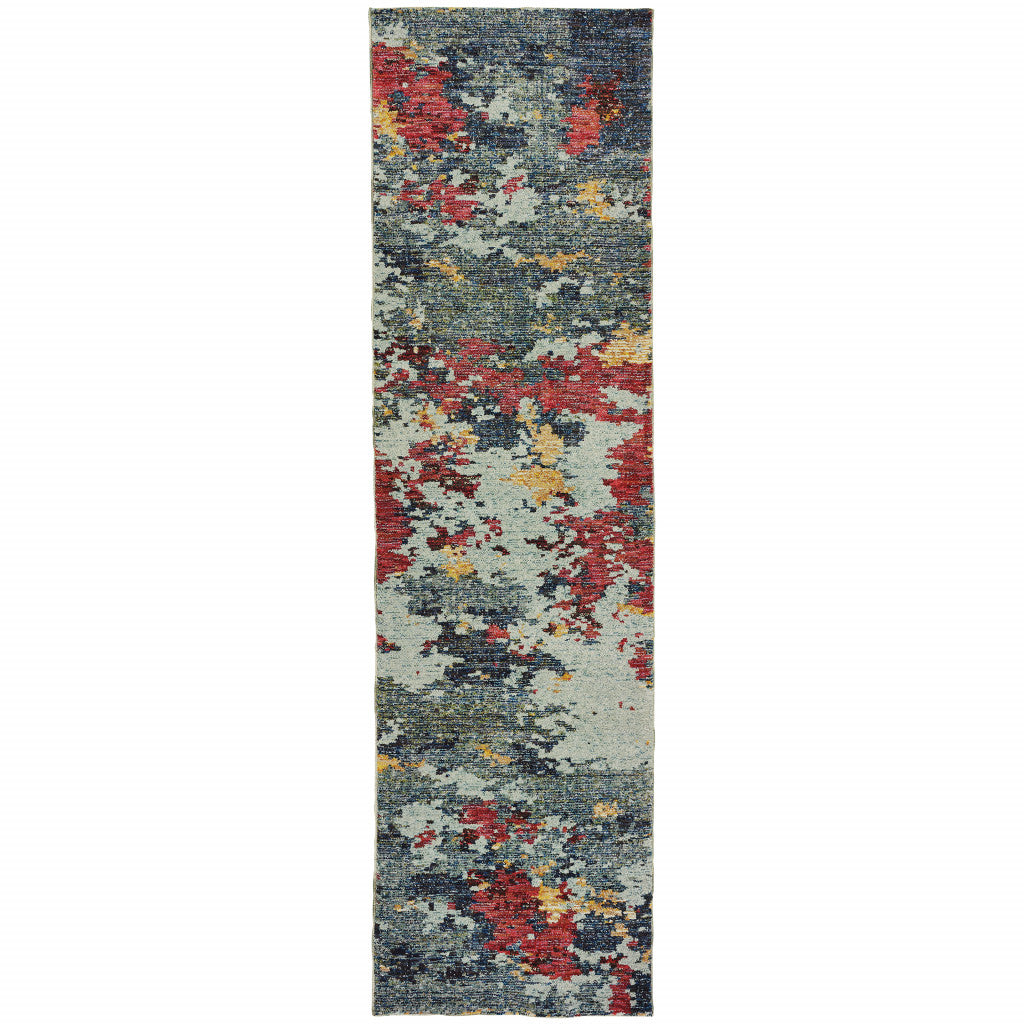 Stain-Resistant Blue Abstract Power Loom Rectangular Area Rug for Enhanced Home Comfort and Stylish Interior Decoration