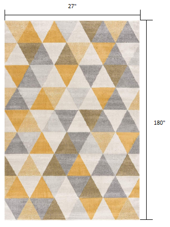Stylish Geometric Yellow and Ivory Runner Rug - Enhance Your Space with Contemporary Warmth and Design