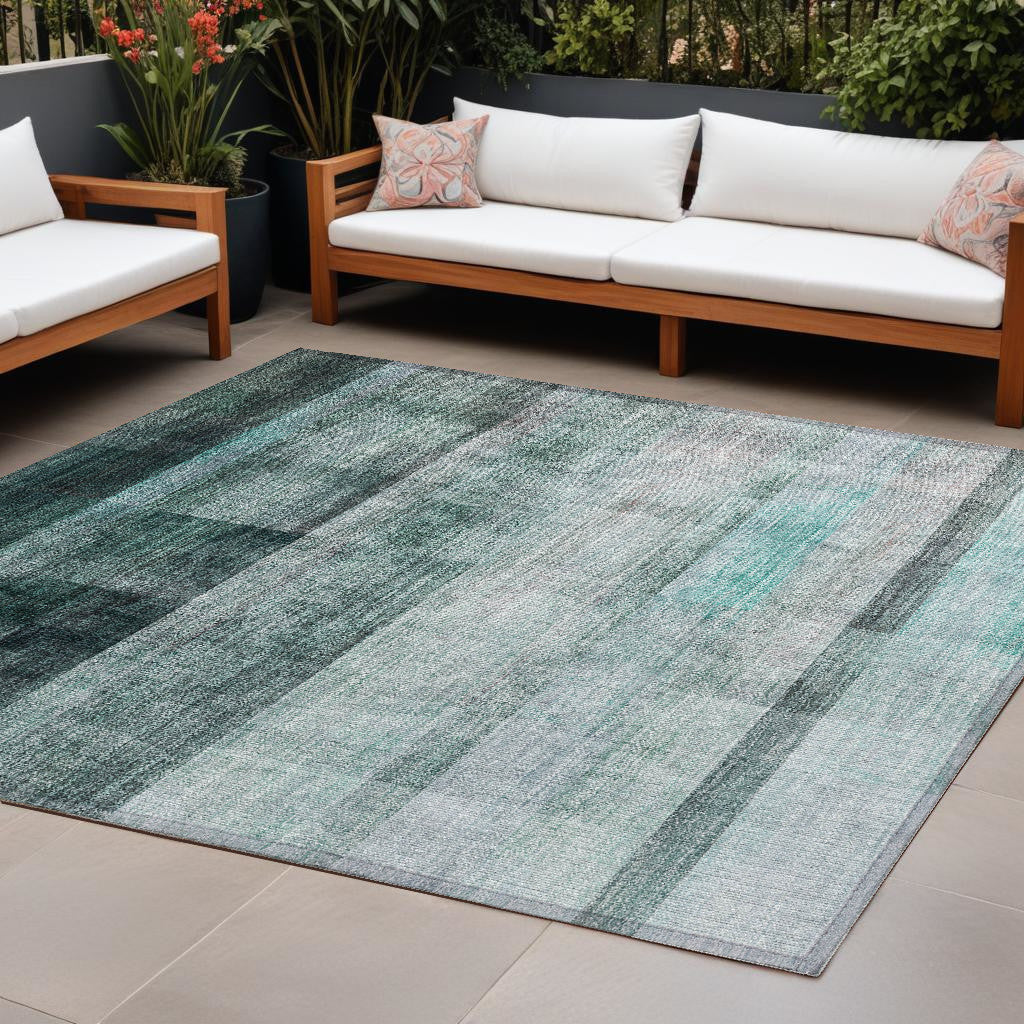 8-Foot Olive Green Ombre Stain-Resistant Indoor-Outdoor Runner Rug for Kids & Pets