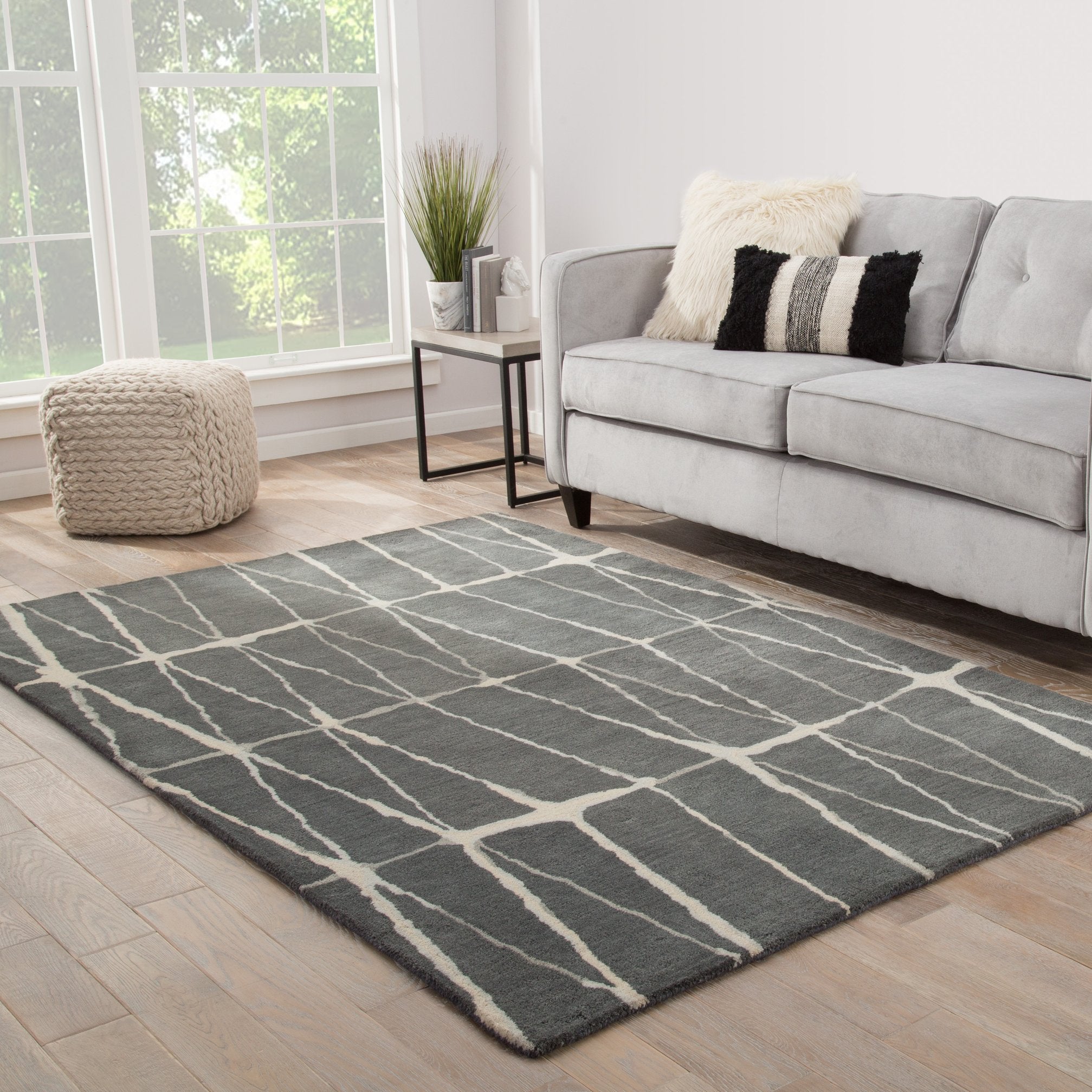 Indoor Town Botticino TOW03 Handmade 100% Wool Tribal Design Tufted Area Rug with Distinctive Lines