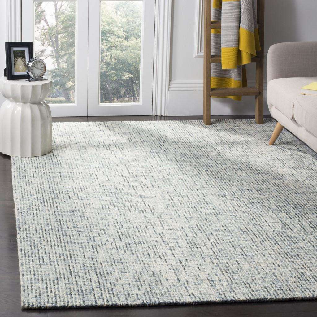 Luxurious Hand-Tufted Abstract Wool Rectangle Rug from India for Elegant Homes