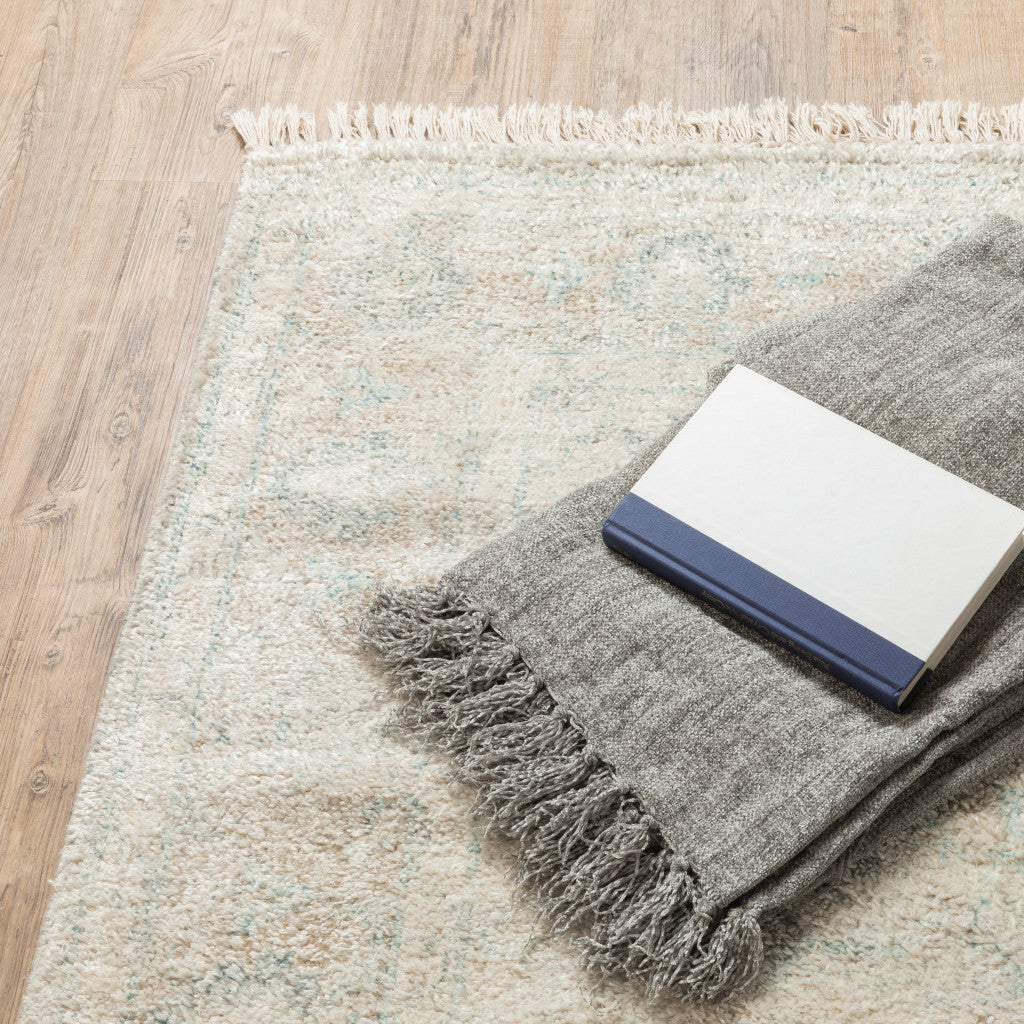 Stain-Resistant Handmade Beige and Grey Oriental-Style Area Rug with Decorative Fringe for Elegant and Stylish Living Spaces