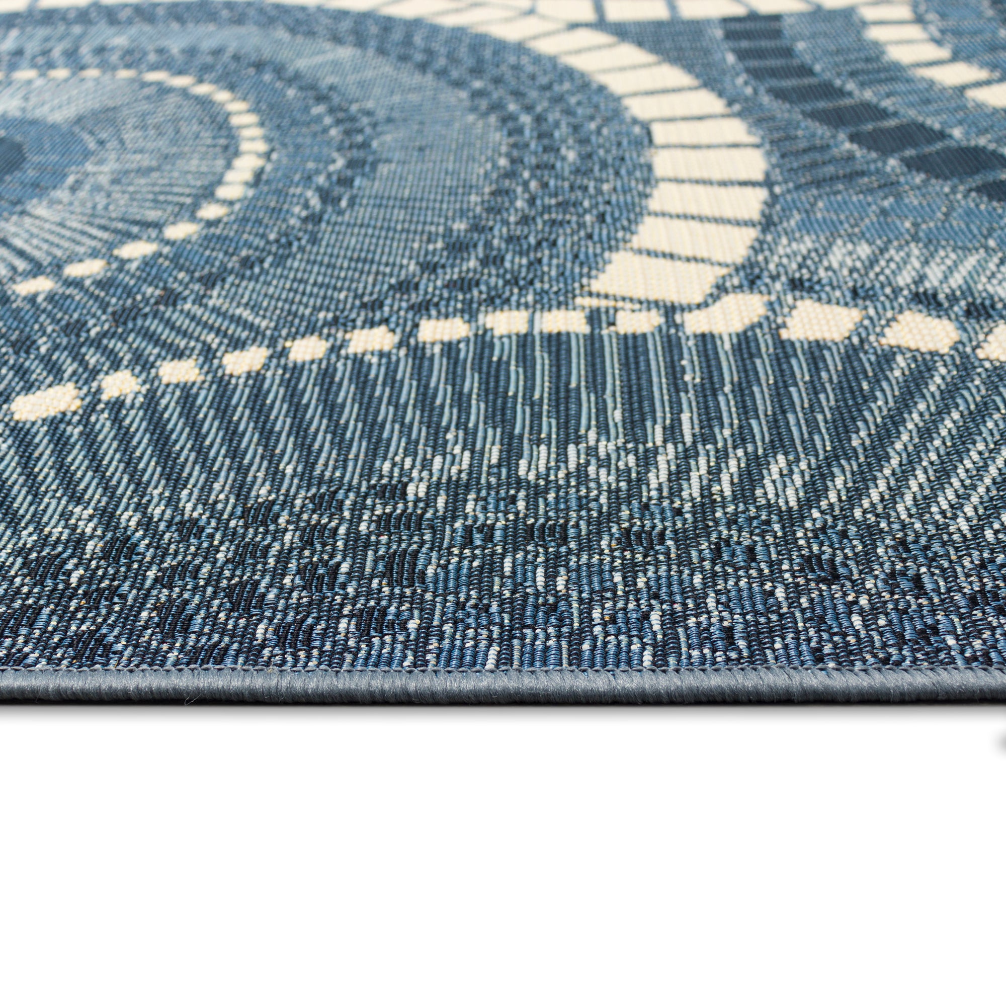 Turquoise & Green Elegant UV-Resistant Power Loomed Indoor/Outdoor Marina Circles Rug