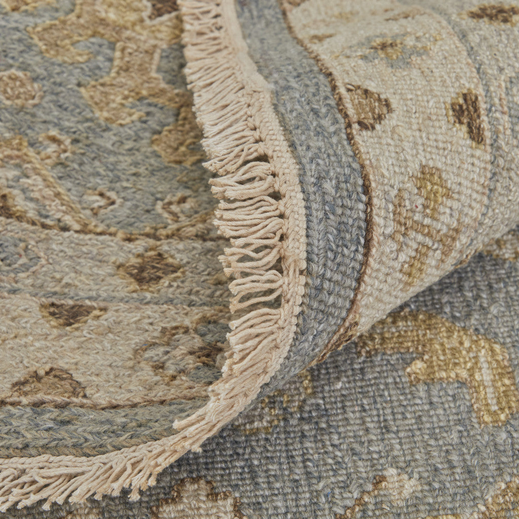 Exquisite Hand-Knotted Gray and Ivory Oriental Wool Area Rug with Fringe - Stain-Resistant and Timeless Decor Piece