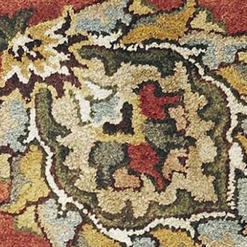 Exquisite Hand-Tufted Wool Floral Medallion Area Rug in Sienna Gold and Green for Elegant Living Spaces