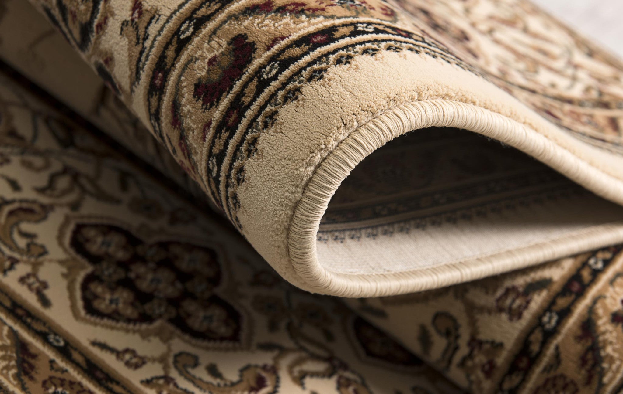 Durable & Stain-Resistant 10' x 13' Beige and Black Washable Non-Skid Oriental Area Rug