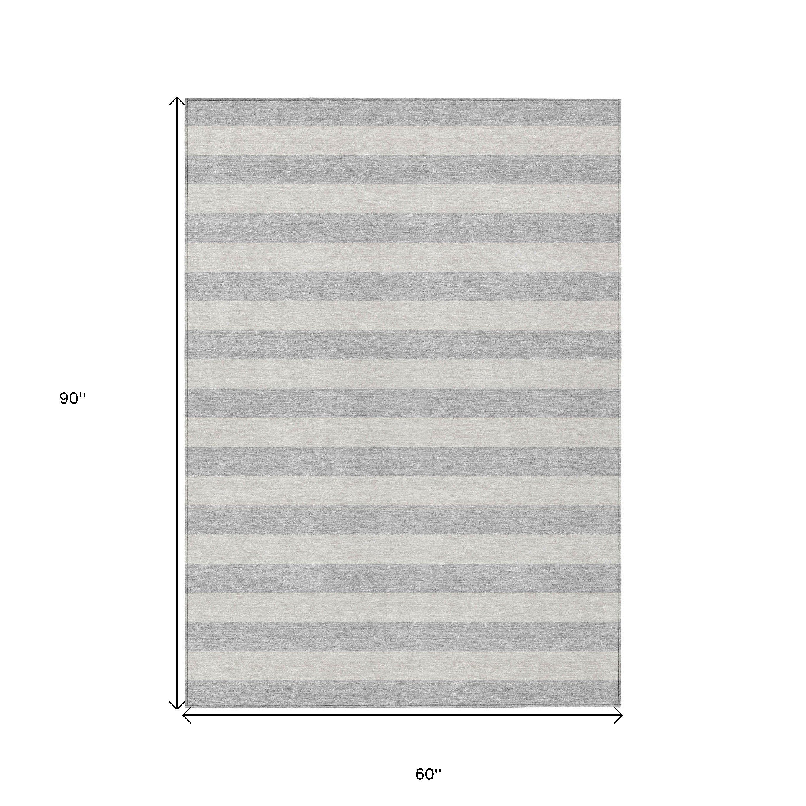 Stylish Washable and Stain - Resistant Coffee Striped Indoor - Outdoor Runner Rug