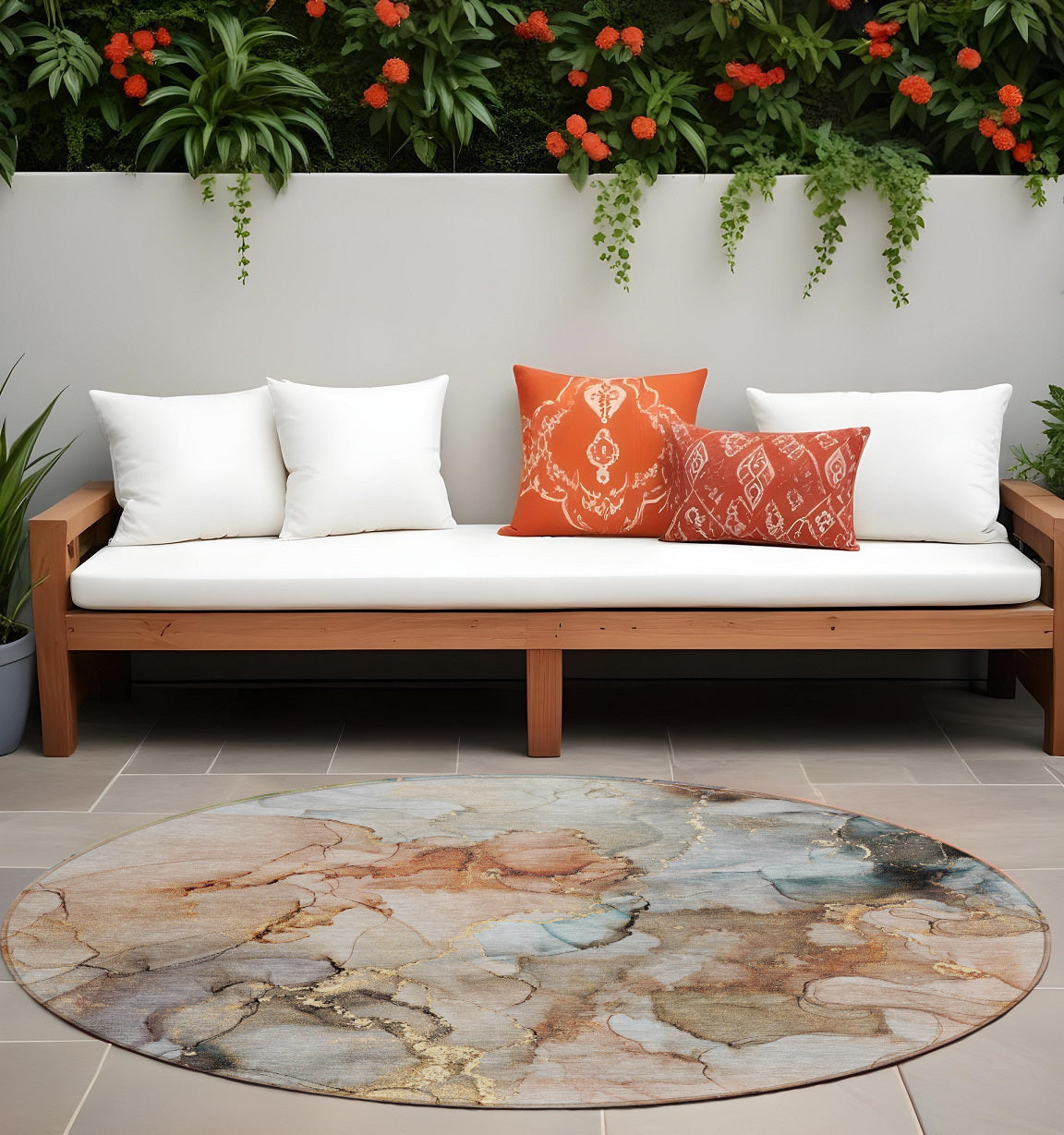 Stylish and Functional Green Abstract Washable Indoor-Outdoor Runner Rug with Stain-Resistant and Non-Skid Features