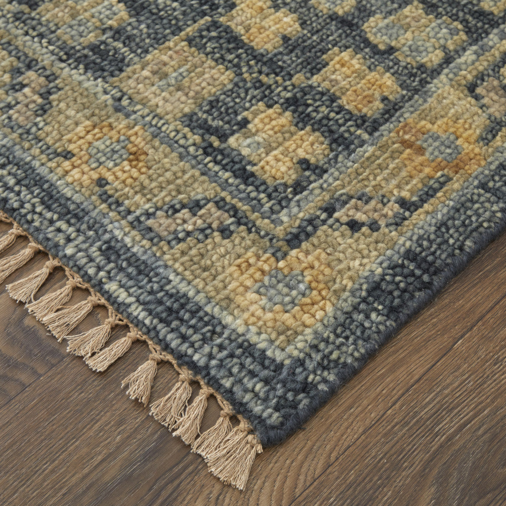 Stylish Hand - Knotted Blue - Gray & Tan Oriental Area Rug, Stain - Resistant & Unique