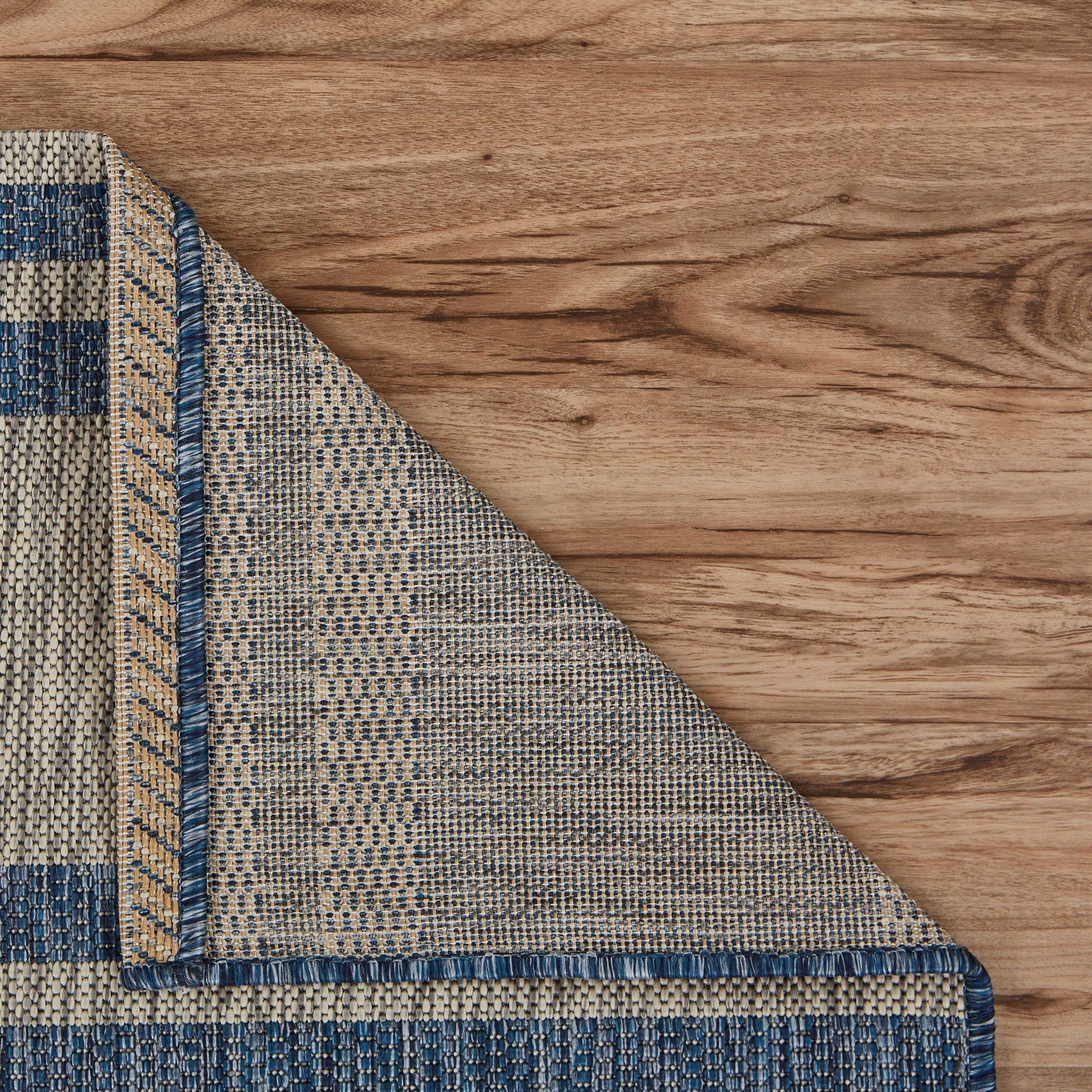 Stylish 8' x 9' Blue and Gray Outdoor-Ready Area Rug for Indoor & Outdoor Spaces