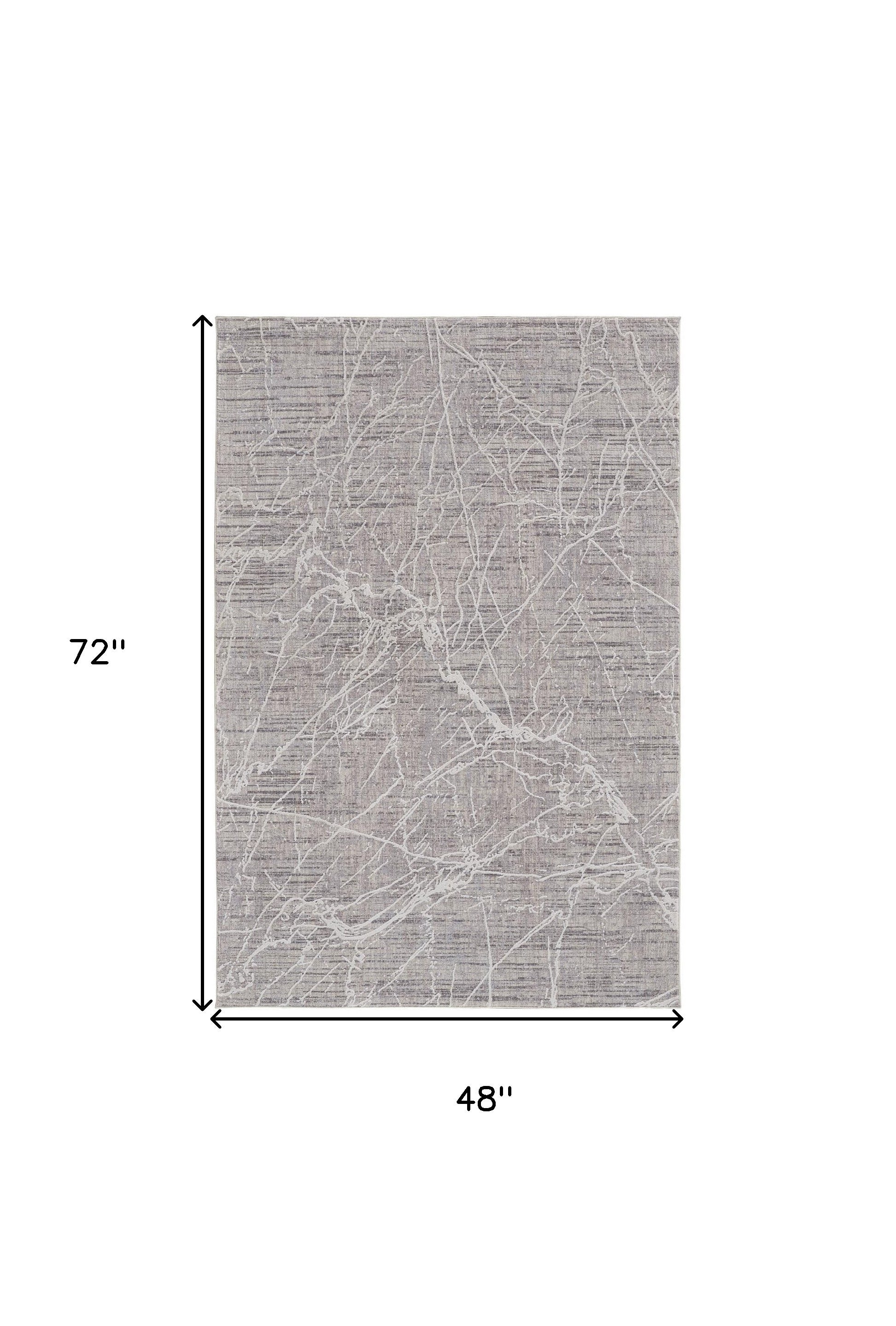 Stain-Resistant Gray Abstract Distressed Power Loom Area Rug for Homes with Kids & Pets