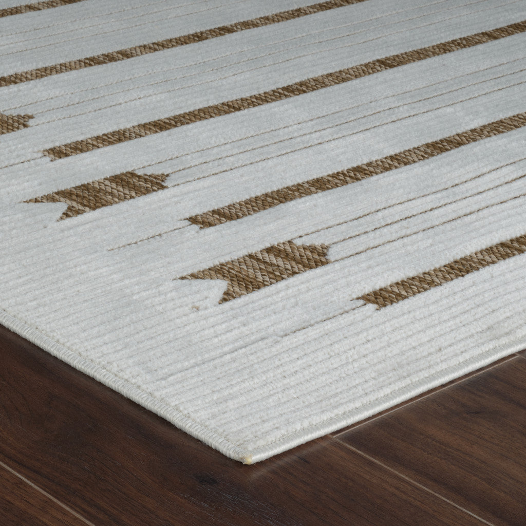 Stain-Resistant 6' x 9' Beige & Brown Geometric Rug for Indoor and Outdoor Use