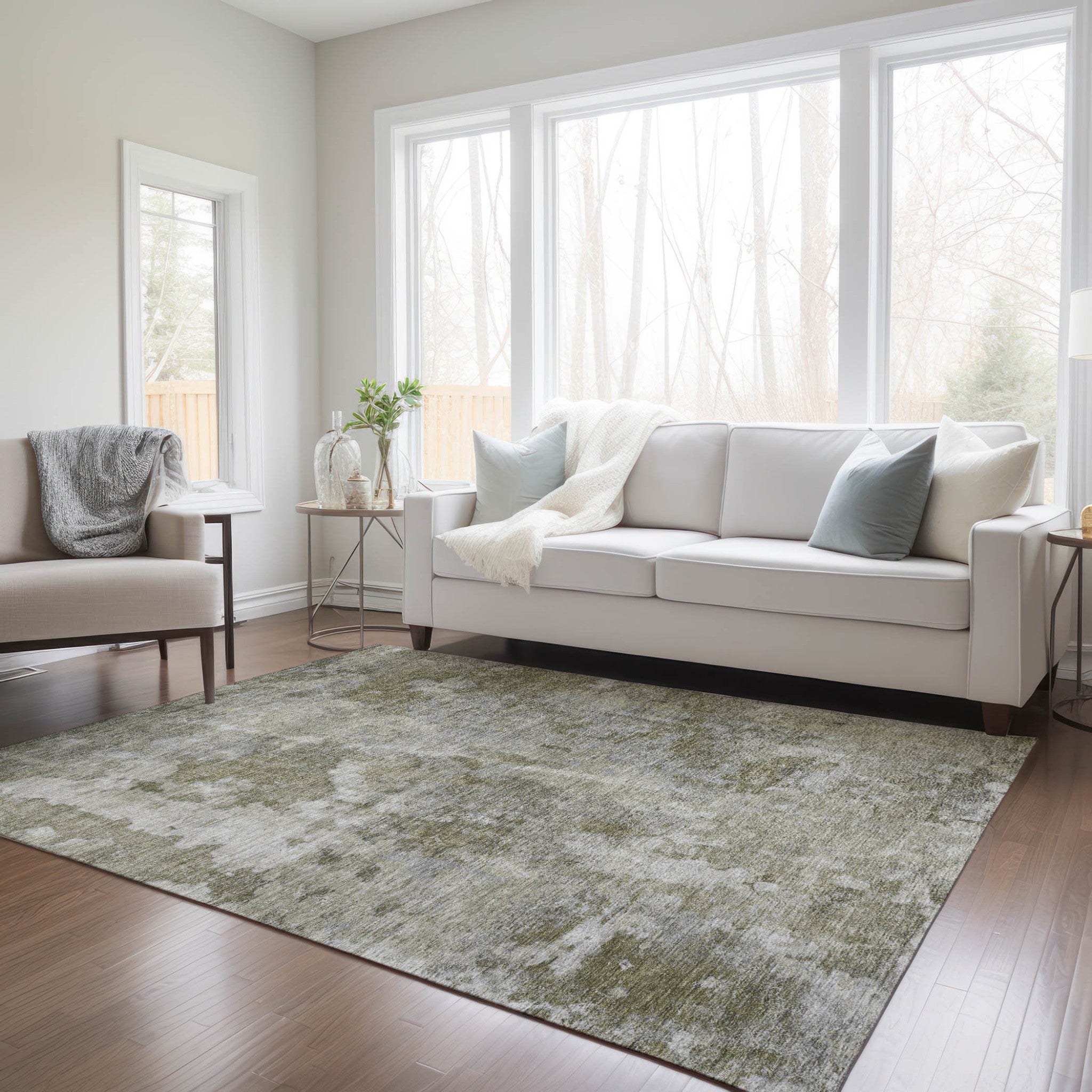 Stylish and Contemporary Abstract Washable Runner Rug for Both Indoor and Outdoor Use, Stain-Resistant and Non-Skid