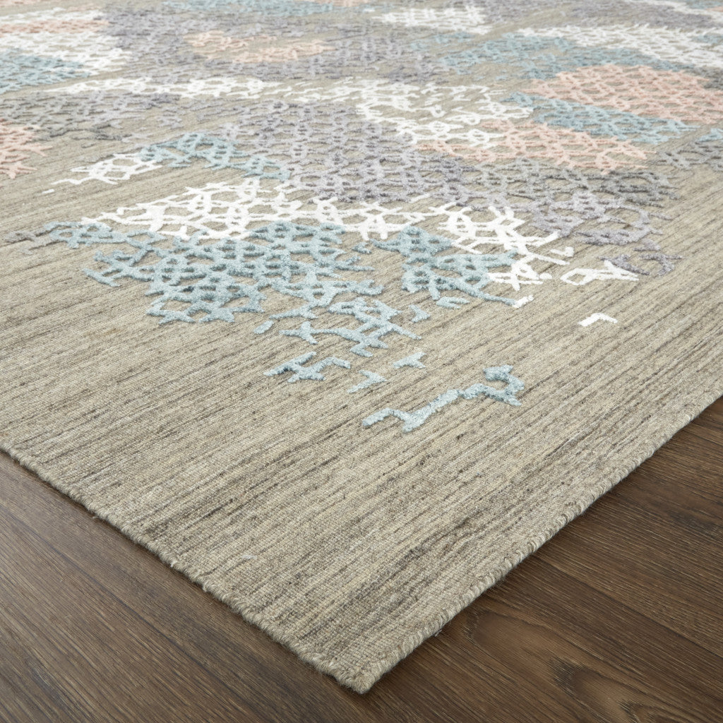 Unique Hand-Woven Pink and Blue Abstract Area Rug for Any Room