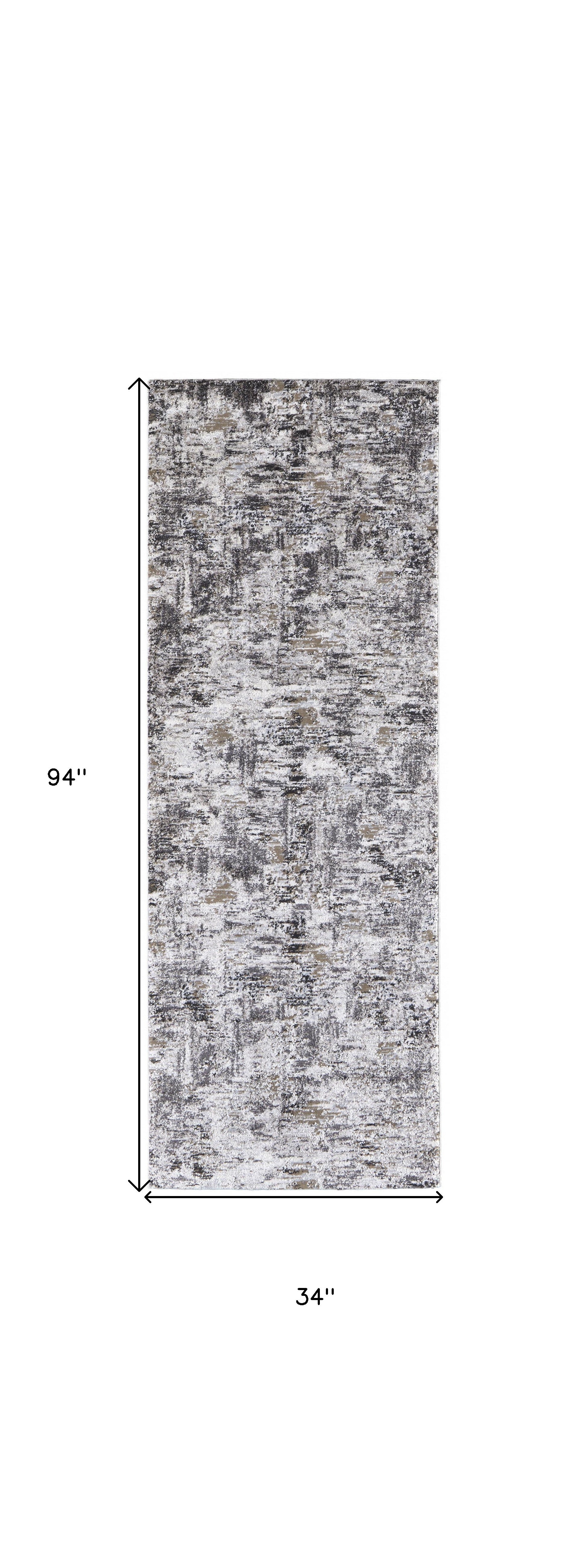 Stylish Distressed Abstract Area Rug with Gray and Ivory Design, Stain-Resistant, Ideal for 4x6 ft Space for Enhanced Comfort